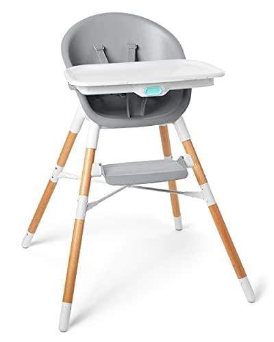 Skip Hop EON 4-in-1 Convertible High Chair - Adjustable Baby Feeding Seat with Removable Tray, Grey & White - Perfect for Dining, Weaning & Playtime at Home