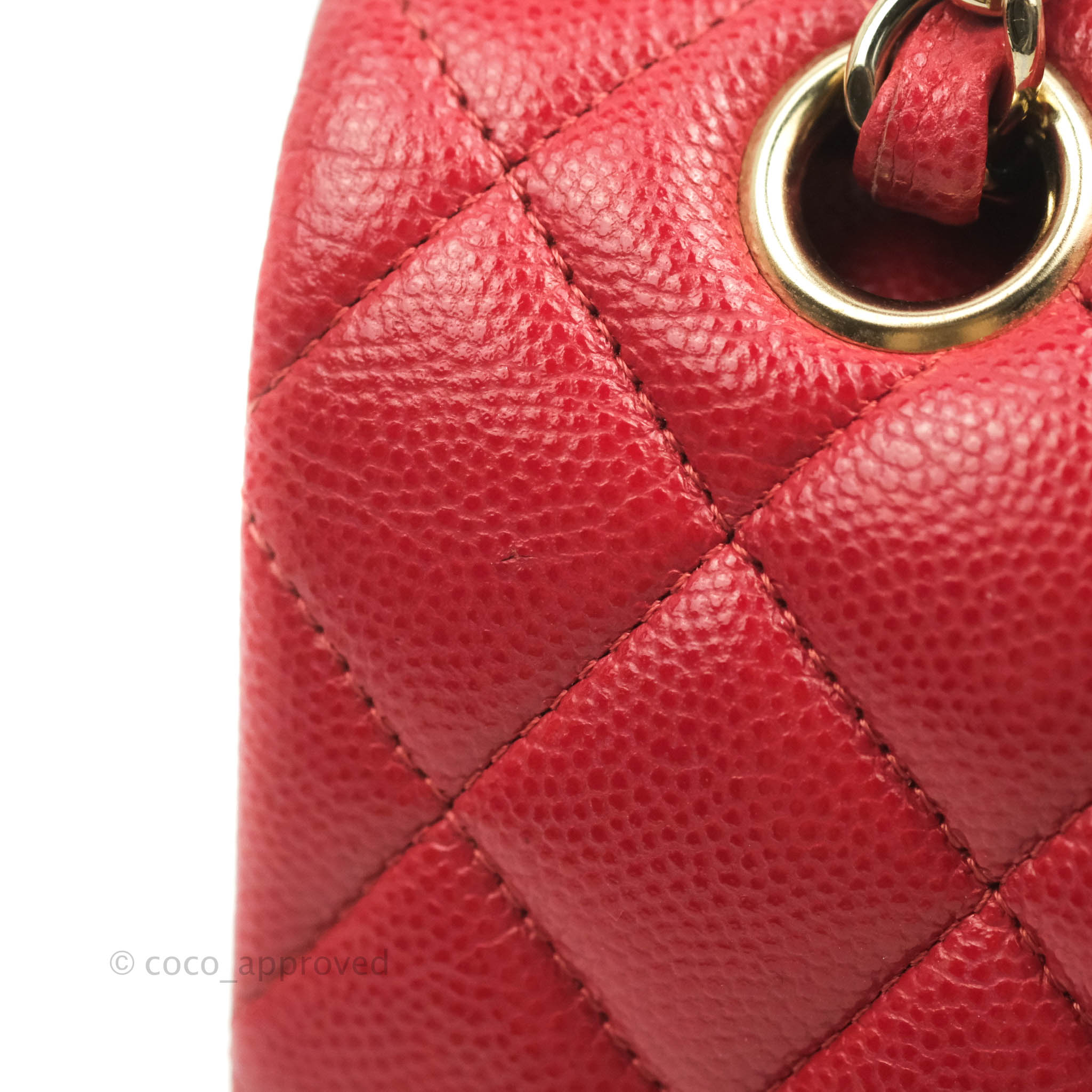 Chanel Classic Medium Double Flap Bag in Red Caviar Leather with Gold Hardware - Luxury Handbag for Women, Perfect for Parties, Weddings & Everyday Elegance