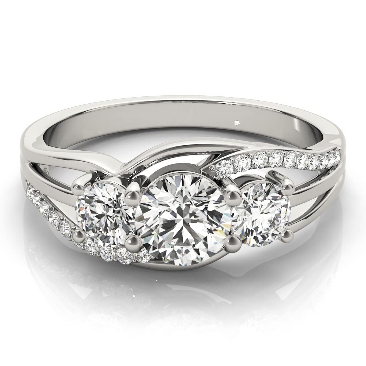 1 Carat (1 CT) Moissanite Engagement Ring for Women - Round Cut 3 Stone White Gold Ring (10K, 14K, 18K) with Free Engraving | Perfect for Proposals, Anniversaries & Special Occasions