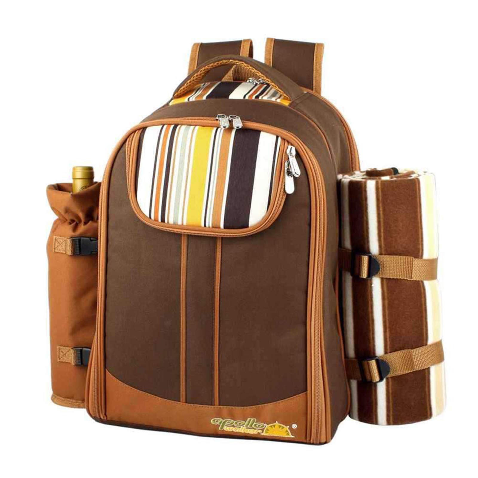 FBKPHSS 4 Person Picnic Backpack with Cooler & Fleece Blanket - Insulated Camping Backpack for Outdoor Picnics, Hiking, Beach Trips & Family Gatherings