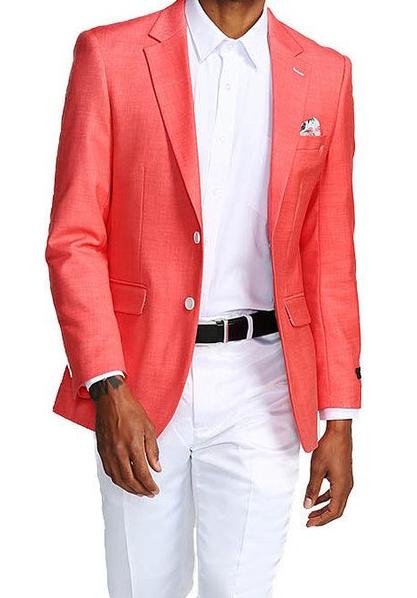 Slim Fit Blazer for Men - 2 Button Single Breasted Jacket in Solid Deep Salmon Color | Perfect for Business Meetings, Weddings & Formal Occasions