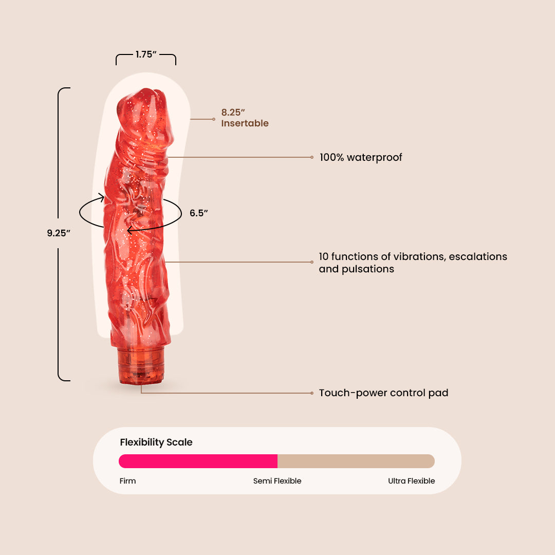Waterproof Vibrating Dildo - Big Boy Lover Love Vibes | Realistic Adult Toy for Couples Play & Solo Pleasure | Shower & Bath Friendly Sex Toy