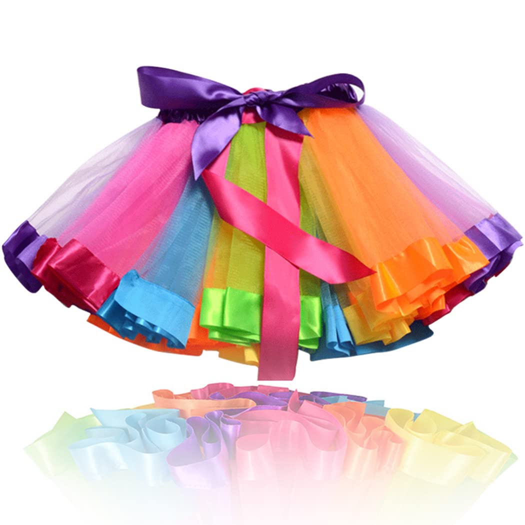 Kakaco Women's Rainbow Tutu Tulle Skirt - Ballet Dance Skirt for Women & Girls - Perfect for Dance Recitals, Birthday Parties, Halloween Costumes & Photo Shoots