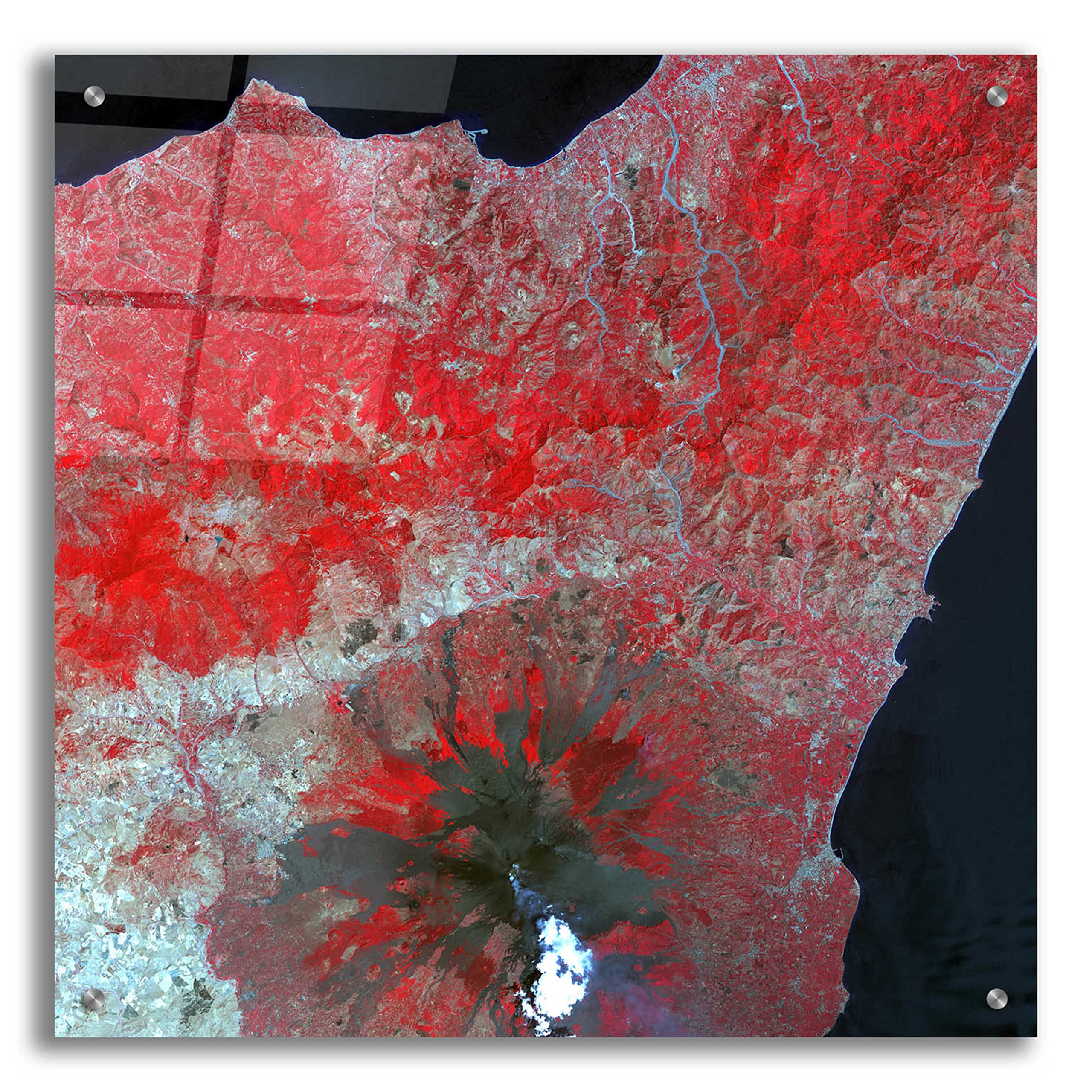 Epic Art 'Earth as Art: Mt. Etna' Acrylic Glass Wall Art Print - 24x24 Inches - Modern Home & Office Decor - Perfect for Living Room, Bedroom or Workspace