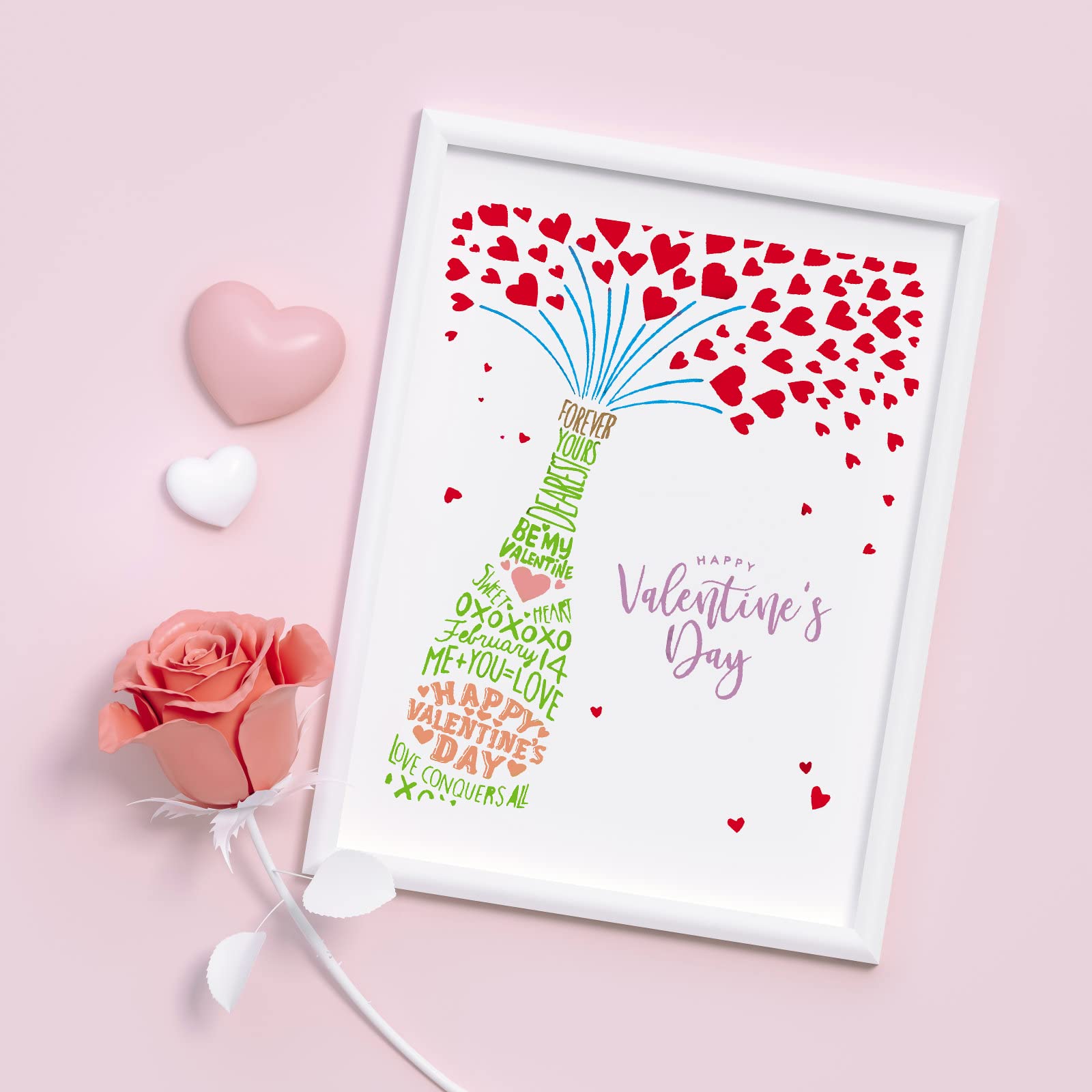 Valentine's Day Clear Rubber Stamps Set - Heart Bottle & Love Words for DIY Greeting Cards, Scrapbooking, Paper Crafts - Perfect for Romantic Holiday Decorations, Wedding Invitations & Gift Wrapping