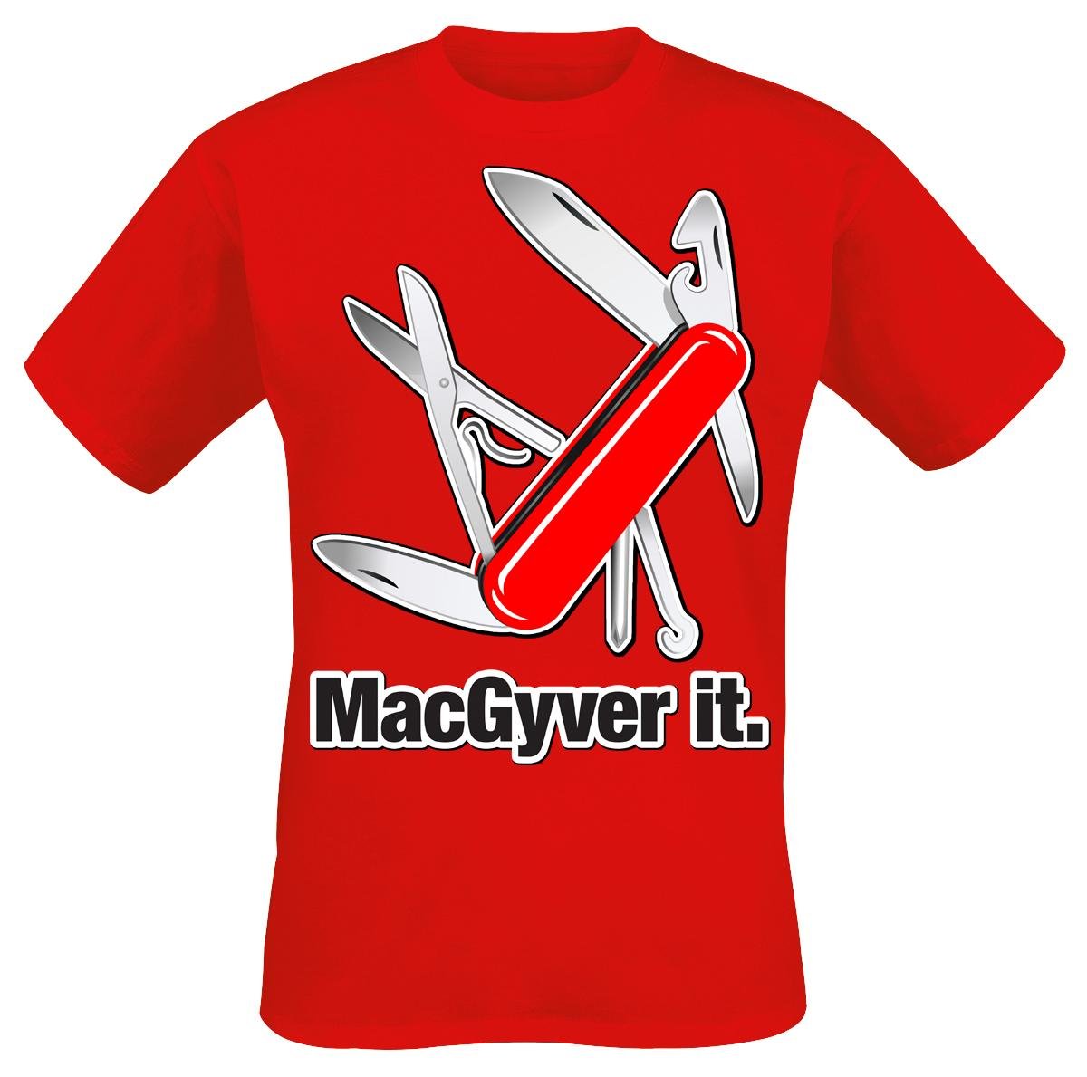 MacGyver T-Shirt - Official Men's Red Graphic Tee - Perfect for Fans, Casual Wear & TV Show Merchandise
