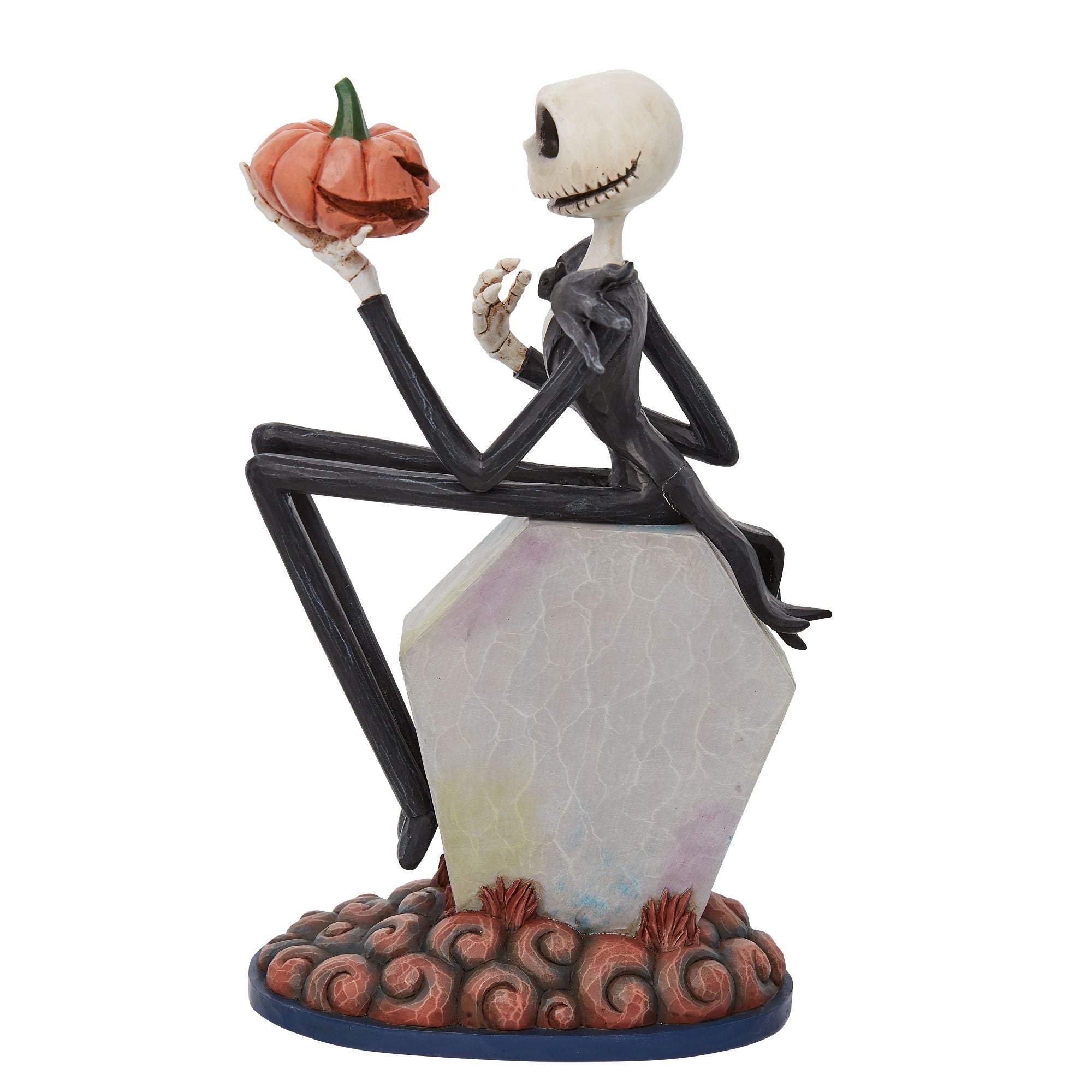 Jack on Gravestone - Gothic Halloween Decor - Spooky Graveyard Tombstone Prop - Perfect for Halloween Party, Haunted House, and Horror Movie Set Decorations