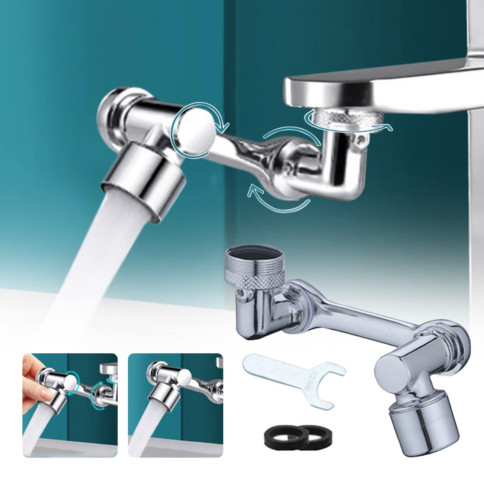 360° Rotating Faucet Aerator - Universal Splash-Free Kitchen Tap Extender with Adjustable Arm | Perfect for Washing Dishes, Filling Pots & Cleaning Vegetables
