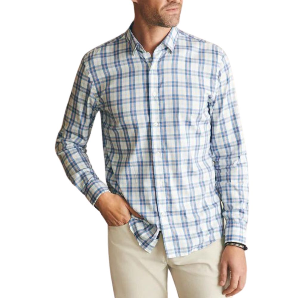 Faherty Men's The Movement Shirt - Lightweight Performance Button Down for Travel & Outdoor Adventures | Breathable Quick-Dry Fabric for Hiking, Camping & Casual Wear
