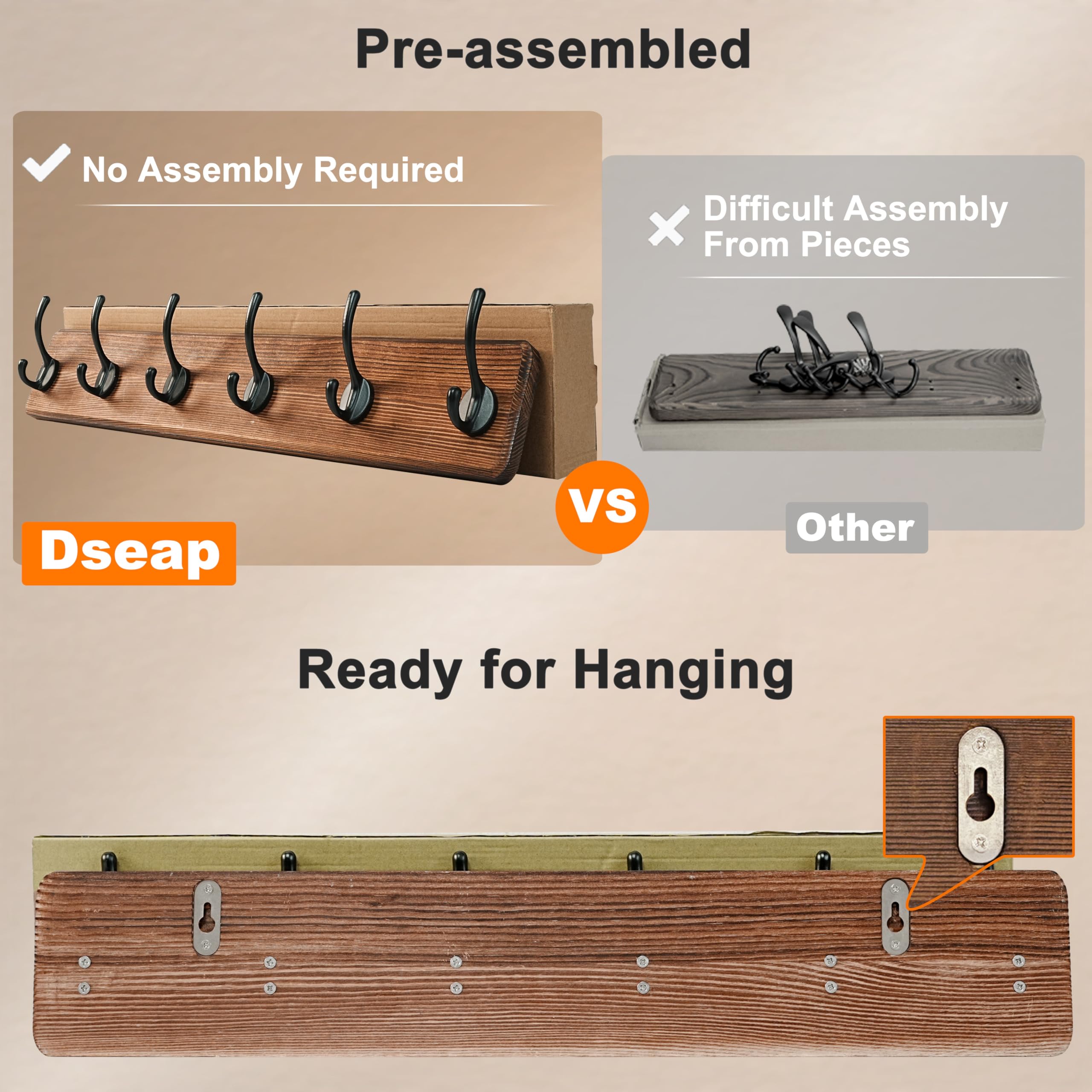 Dseap Wall Mounted Coat Rack - 38.25