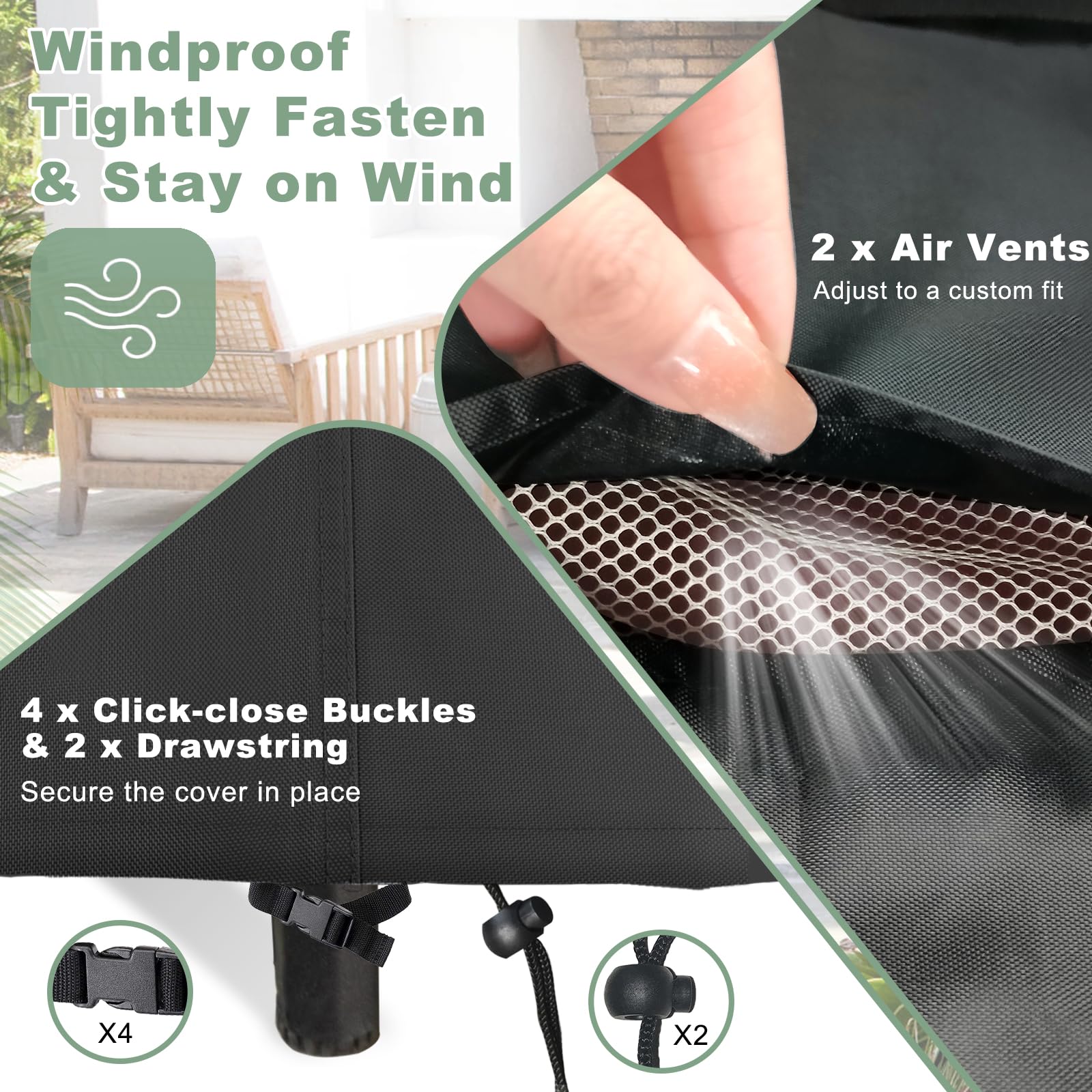 **Heavy Duty 500D Waterproof Outdoor Patio Furniture Cover - 90x64x28 Inch, Black - Protects Table, Sofa & Chair Sets from Rain, Sun & Dust (Ideal for Backyard, Deck & Garden Use)**