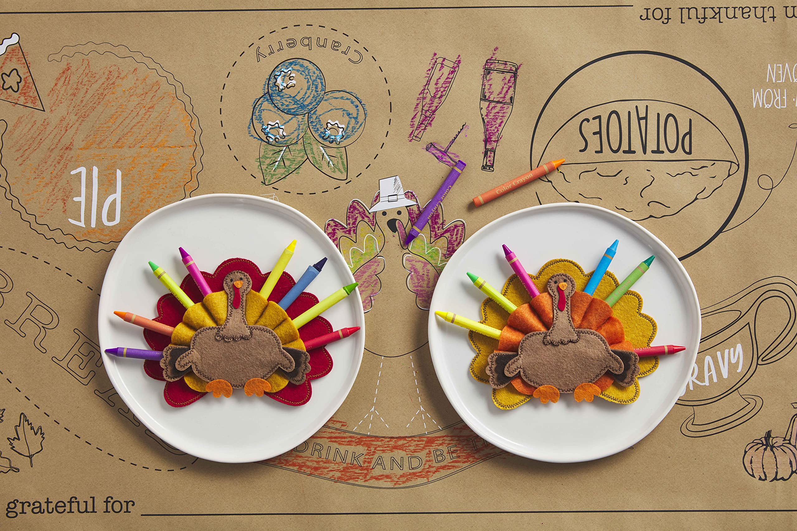 Mud Pie Turkey Crayon Holder - Thanksgiving Classroom Craft Supplies for Kids, Red Crayon Organizer for Holiday Art Projects & School Activities