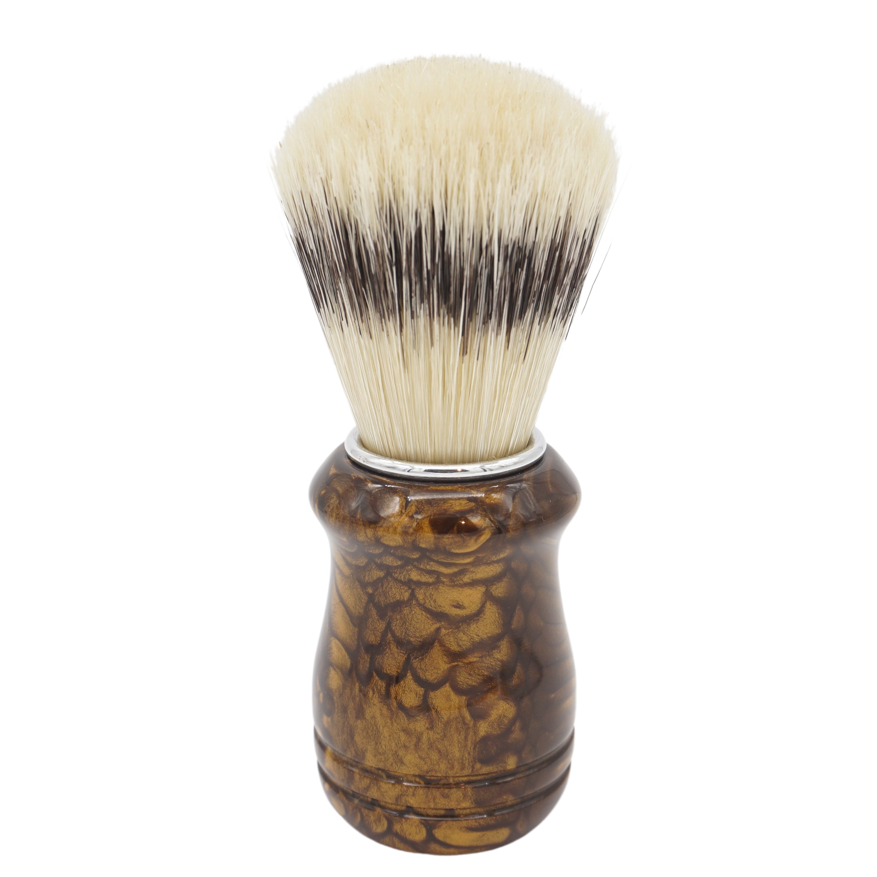 Premium 24mm Semogue Striped Boar Shaving Brush with AP Shave Co. Burnt Gold Snakeskin Handcrafted Handle - Perfect for Wet Shaving & Beard Grooming