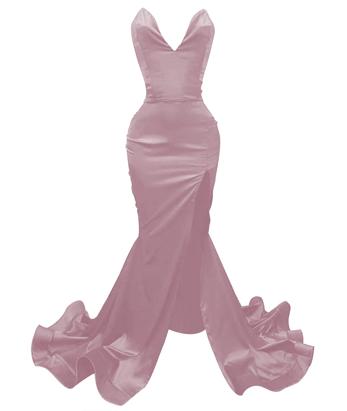 Elegant Mermaid Prom Dress - Strapless Satin Formal Evening Gown with High Slit | Perfect for Homecoming, Prom Night & Black Tie Events