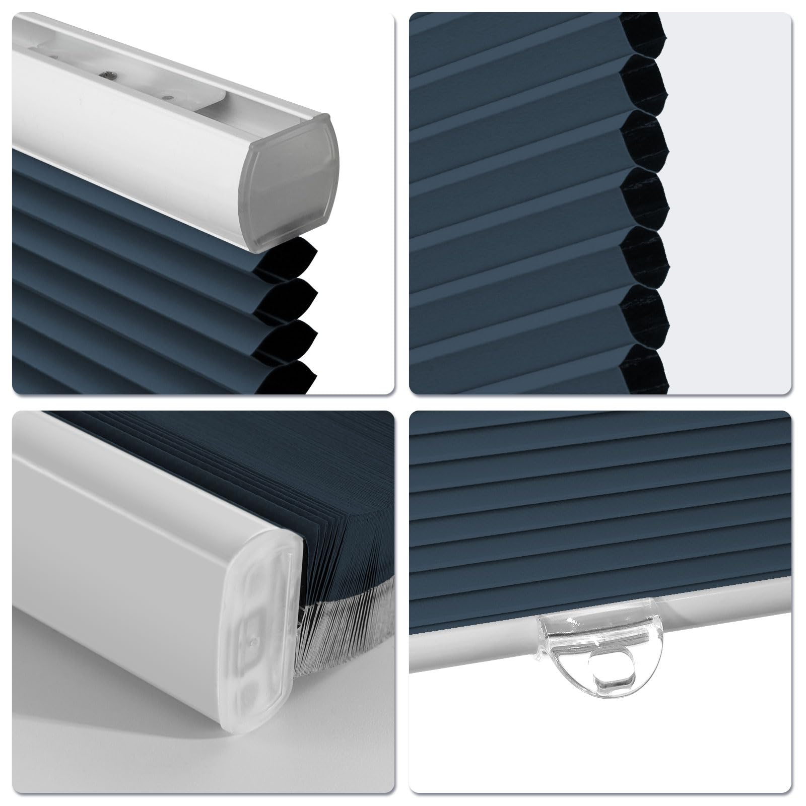 Blackout Cellular Shades Cordless 27 x 64 Inch Honeycomb Blinds for Windows - Easy Install & Clean, Light Blocking Room Darkening Window Shades for Bedroom, Living Room & Home Office - Blue