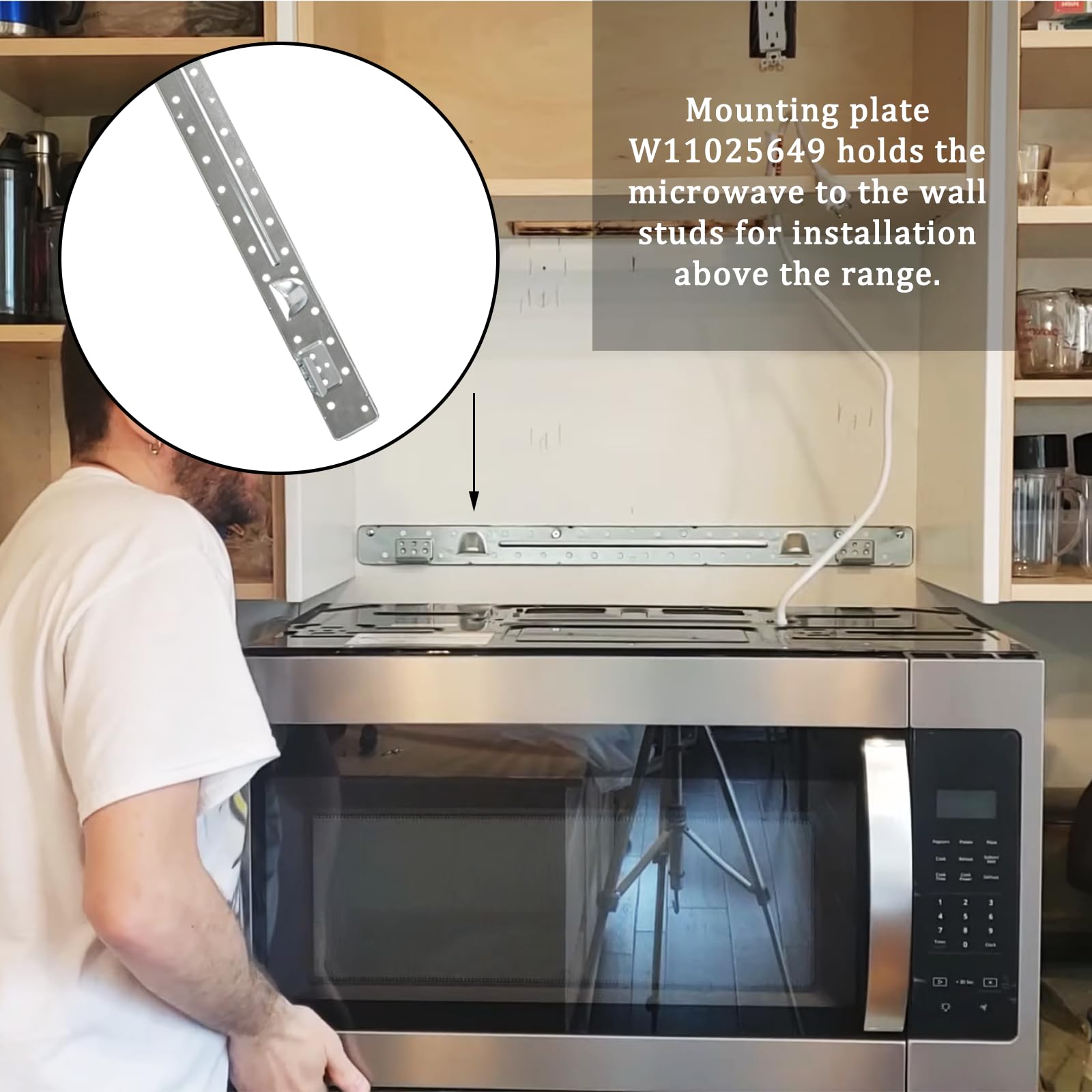 Original Whirlpool Microwave Mounting Plate Replacement - Compatible with W10245177, W10440498, AP6245752, 4545957, PS12074431 - Durable Wall Mount Bracket for Easy Microwave Installation in Kitchens & RVs