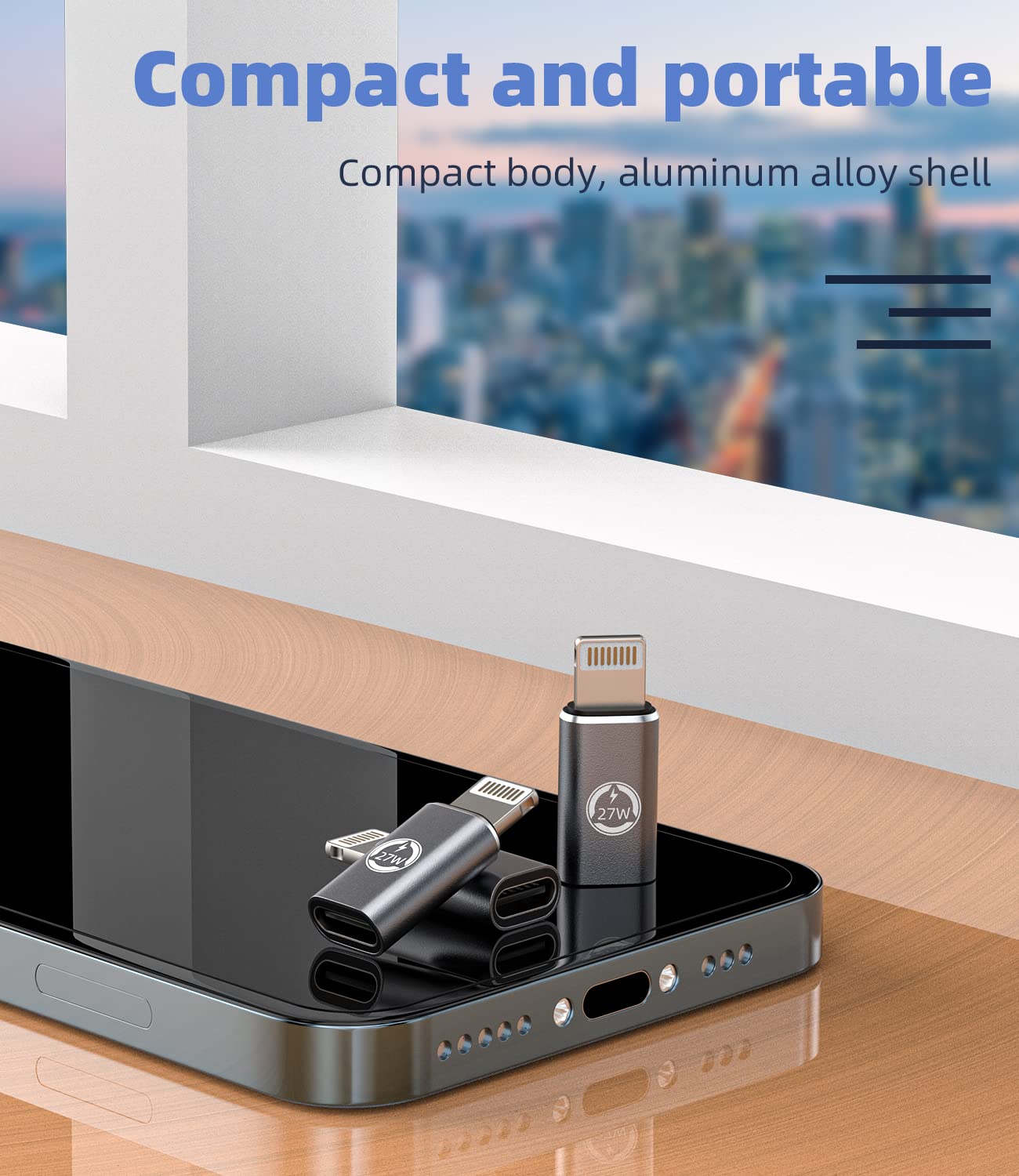 27W Fast Charger Adapter (3-Pack) - USB C to Lightning Converter Cable with Type-C Port - Compatible with iPhone 11/12/13/14 Pro Max/Mini/XS/SE/7/8/X/XR & iPad Air - Fast Charging & Data Sync - Perfect for Home, Office & Travel