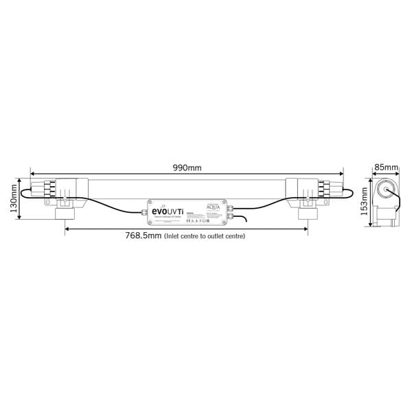 Evolution Aqua Evo Titanium Enhanced UV Clarifier for Ponds & Aquariums - Crystal Clear Water Solution for Fish Tanks, Koi Ponds & Water Features
