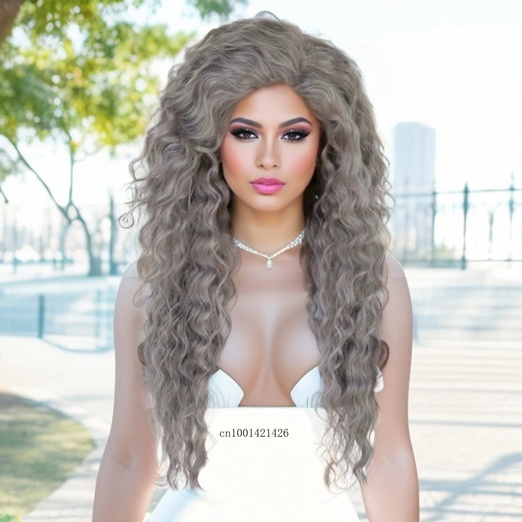 Ash Blonde Synthetic Long Curly Wig for Women - Fluffy Ombre Wavy Hairpiece for Costume, Carnival & Party | Everyday Wear & Cosplay