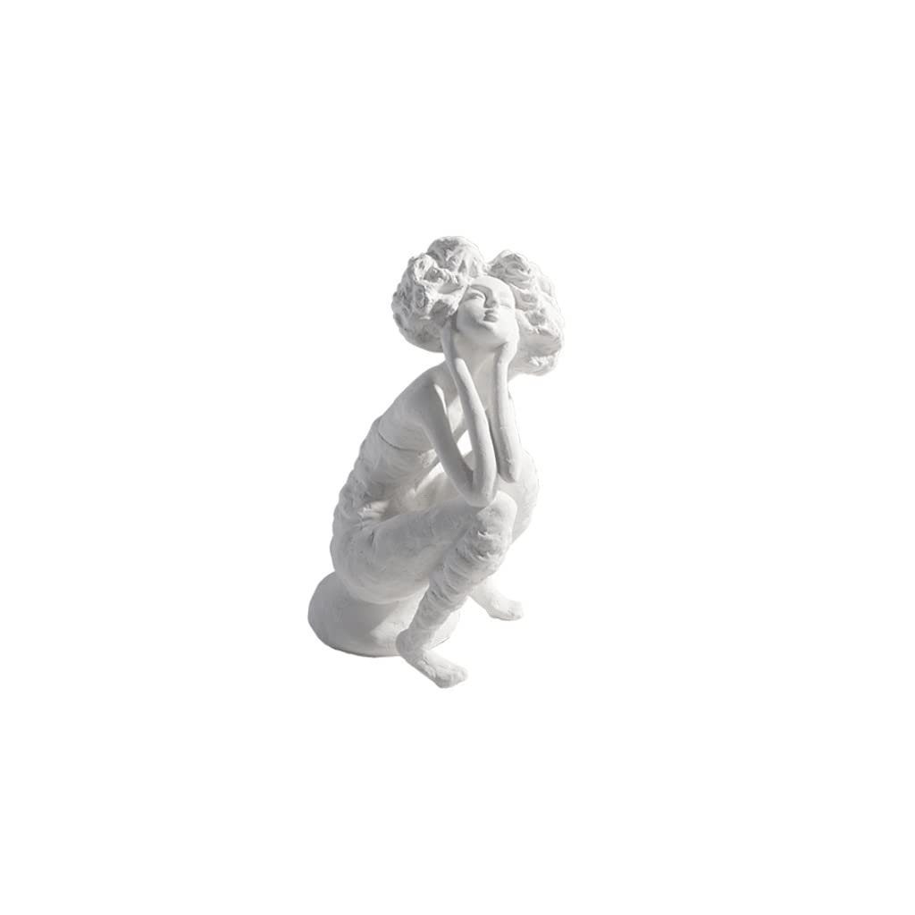 PAIHUIART Modern Ceramic Abstract Girl Sculpture - Minimalist White Resin Figurine for Home & Office Decor, Desktop Ornament, Collectible Art Piece | Perfect for Living Room, Bedroom, Bookshelf Display