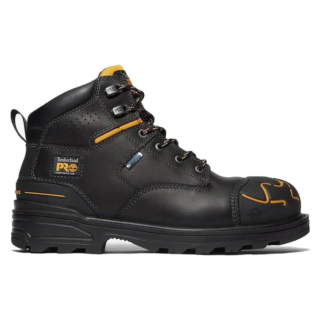 Magnitude 6 Inch Composite Toe Waterproof Work Boots for Men - Black Safety Shoes for Construction, Warehouse & Outdoor Work