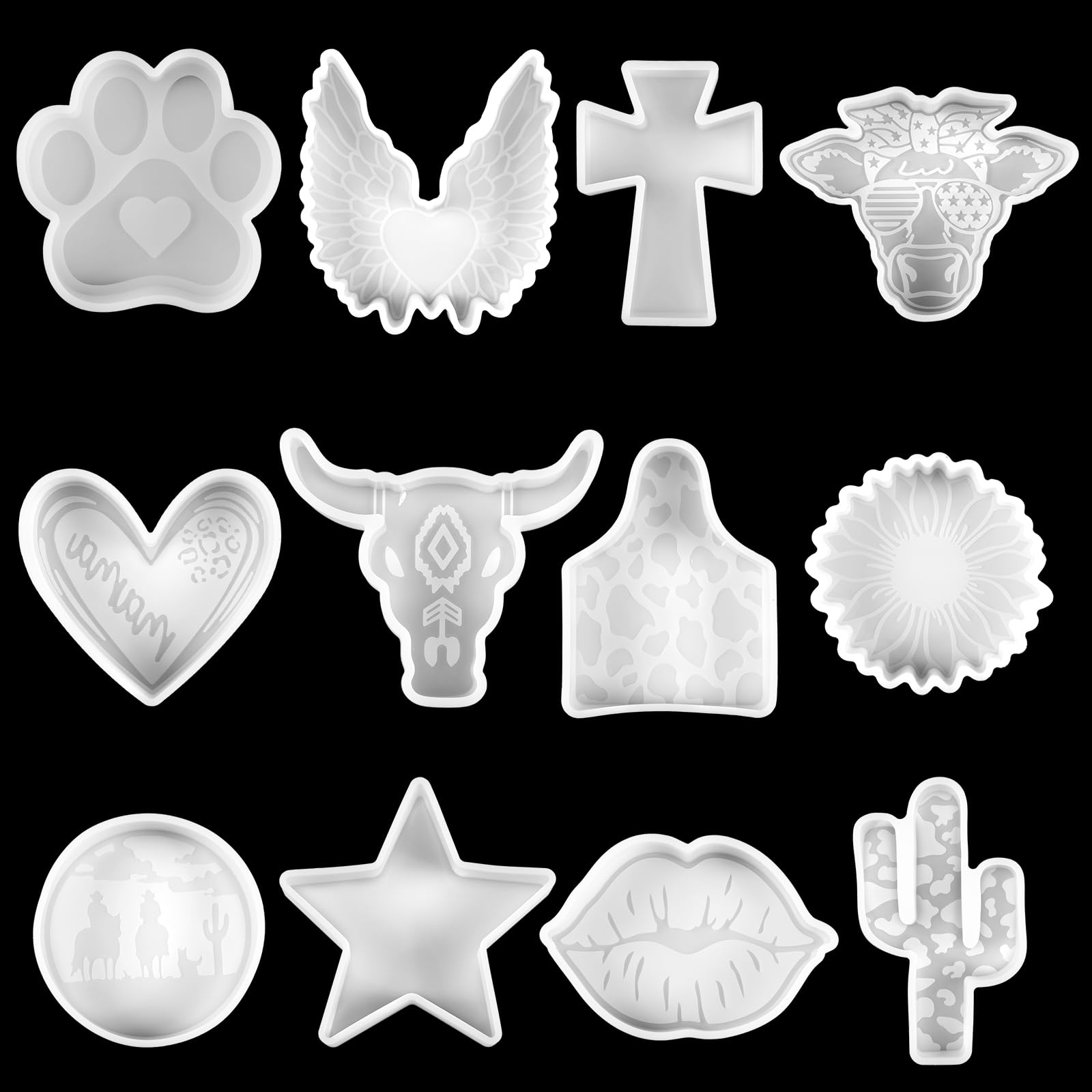 Geyoga 12 Pcs Silicone Car Freshie Molds - Aroma Beads, DIY Soap & Baking Molds, Oven Safe Craft Supplies for Handmade Car Air Fresheners (12 Cute Shapes) - Perfect for Car Gifts, Home Decor & Party Favors