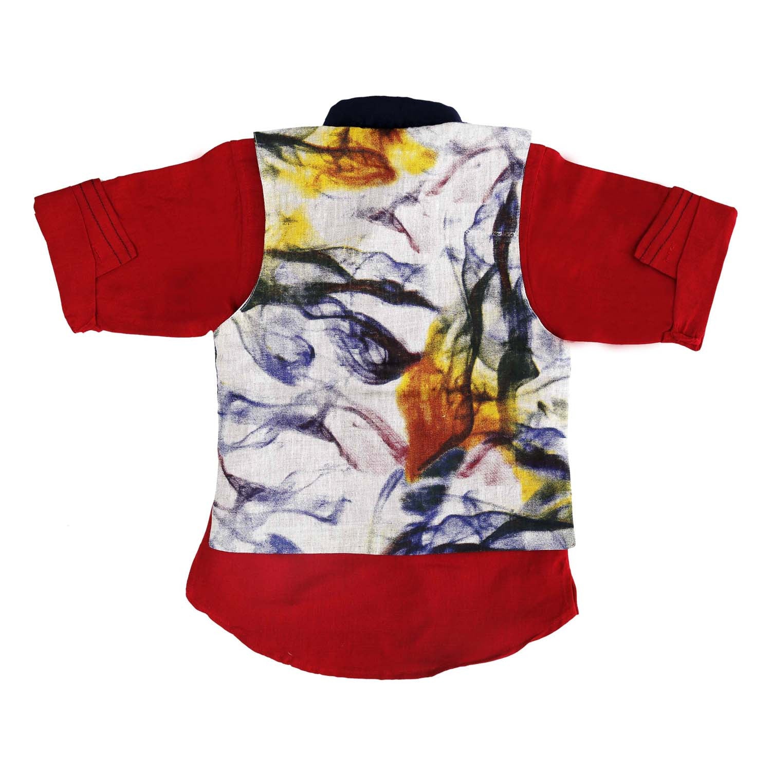 Stylish Red Digital Print Nehru Jacket Set for Men | Indian Ethnic Wear | Perfect for Weddings, Festivals & Cultural Events