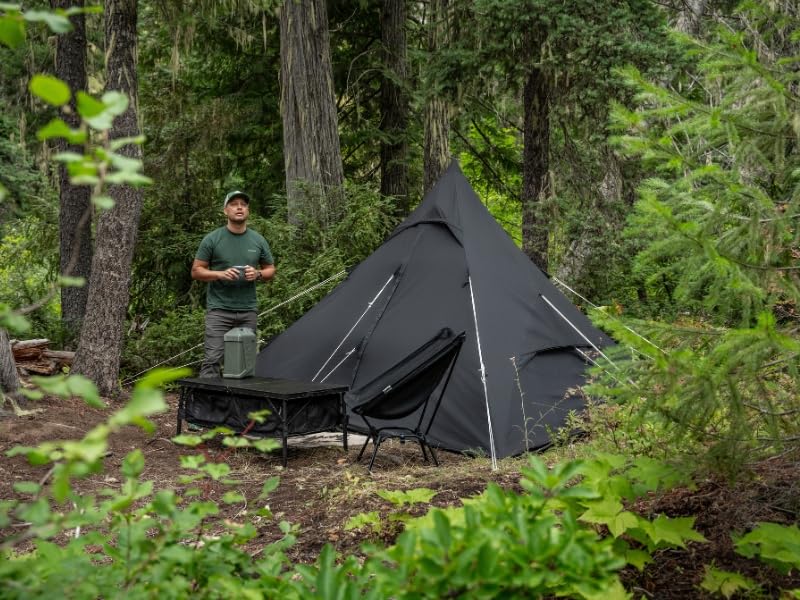 RX Pyramid Tent for Camping - 4 Person All-Season Waterproof Teepee Tent for Adults, Quick & Easy Setup, Durable Outdoor Shelter for Hiking, Backpacking & Family Camping Trips