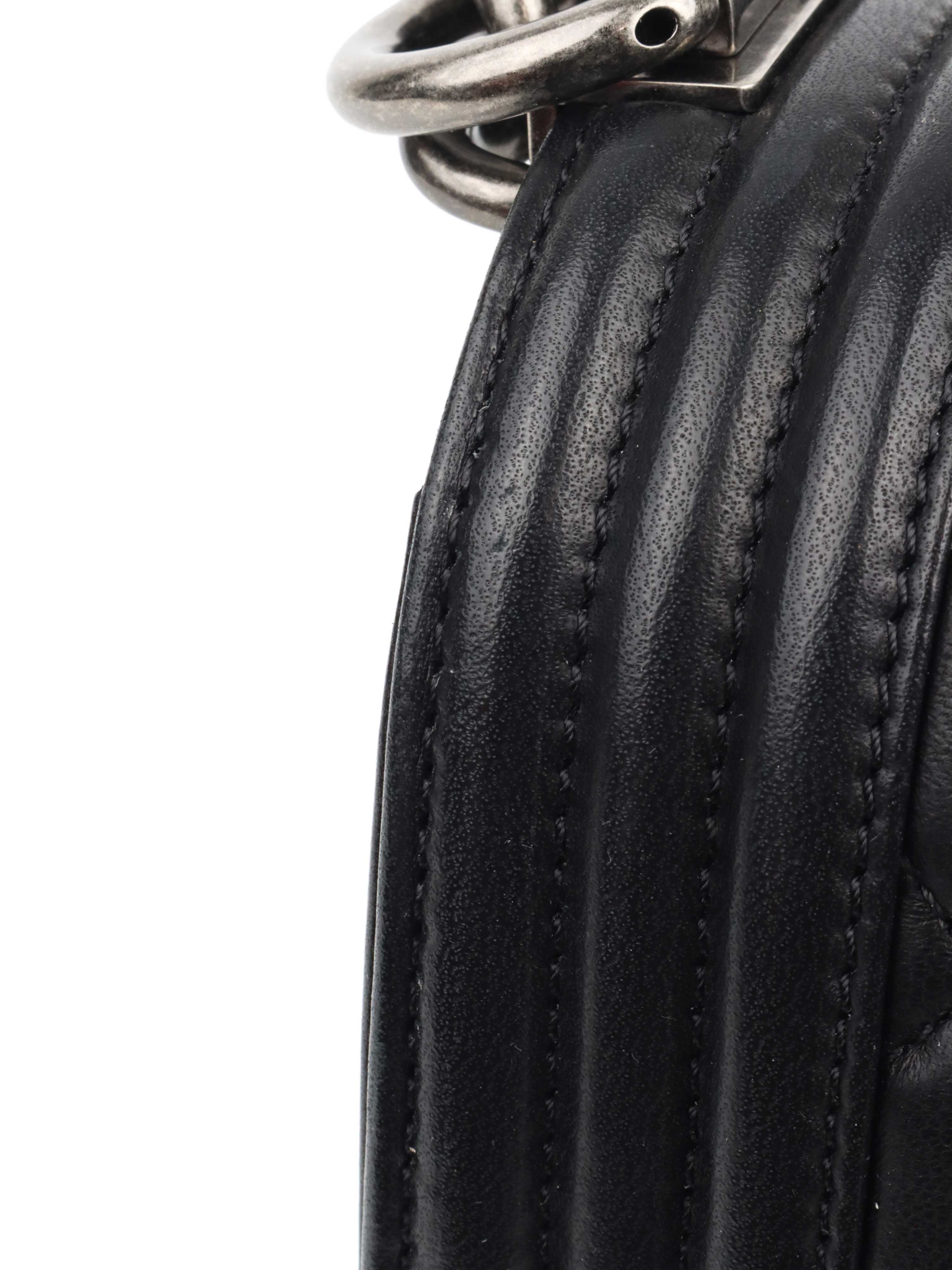 Chanel Black Lambskin Medium Boy Bag with Ruthenium Finish Metal Hardware - Luxury Designer Handbag for Women, Perfect for Evening Events & Special Occasions