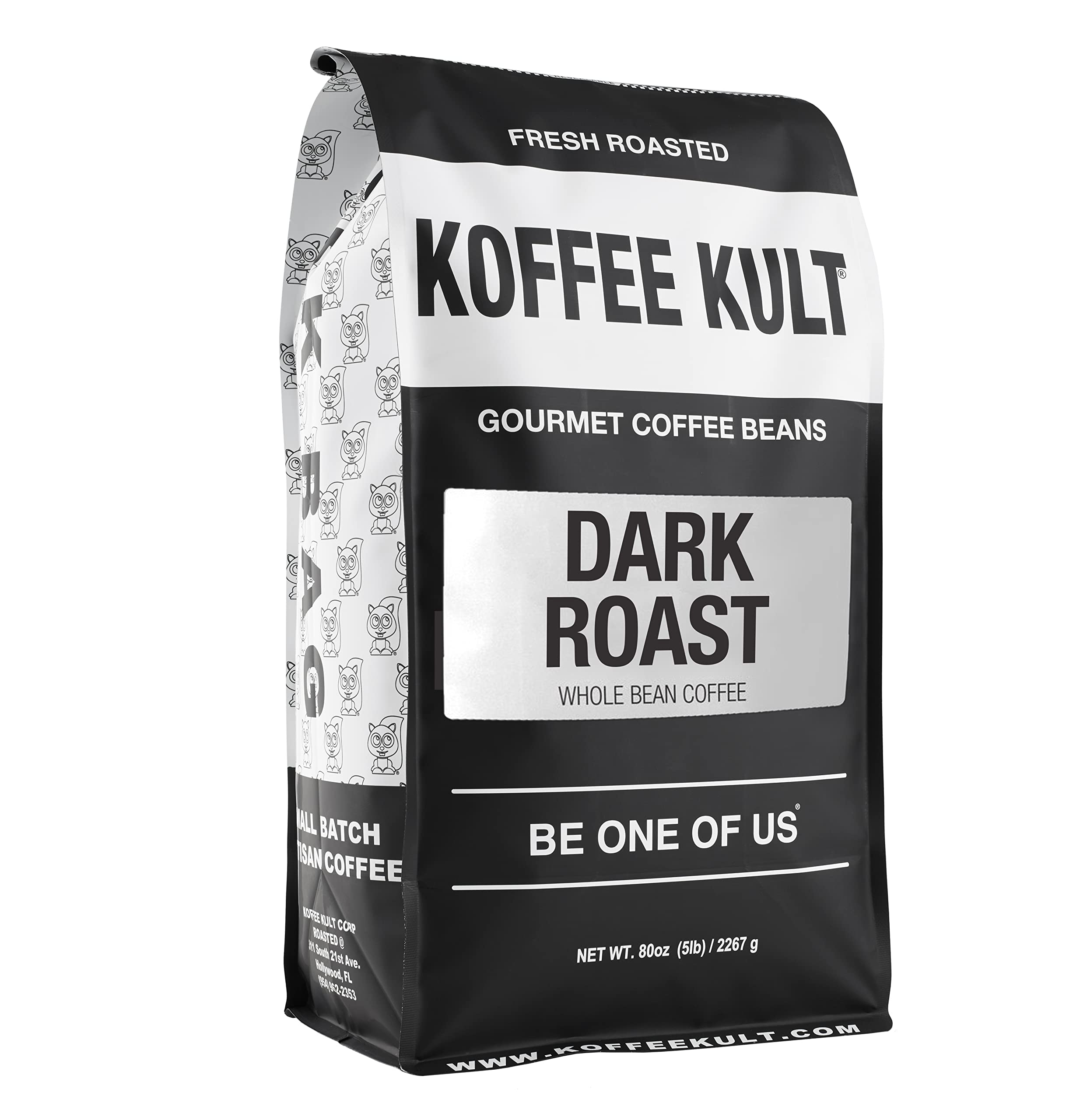 Premium Koffee Kult Dark Roast Whole Bean Coffee - 100% Arabica Gourmet Artisan Blend with Rich Chocolate & Cinnamon Notes - 80oz Resealable Bag for Freshness - Perfect for Home Brewing, Office Use & Gifts