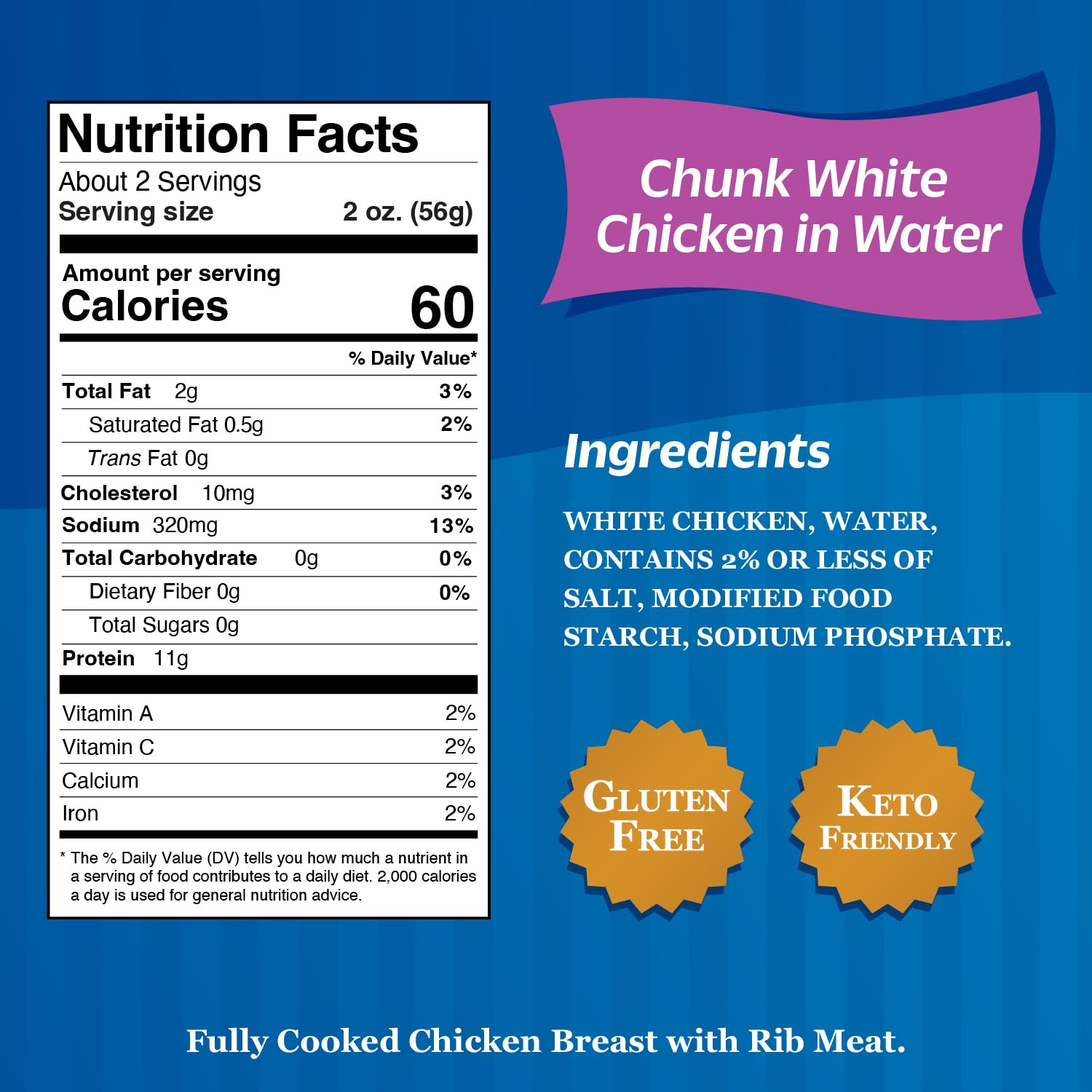 Sweet Sue Chunk White Chicken in Water, 5 oz Can (Pack of 24) - High Protein (11g per Serving), Gluten Free & Keto Friendly - Perfect for Salads, Sandwiches, Meal Prep & Emergency Food Storage