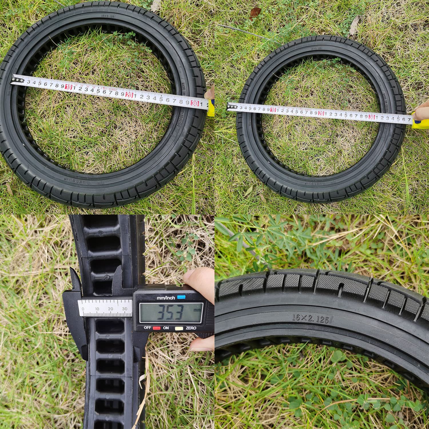16x2.125 Solid Tires for Electric Bikes - Non-Pneumatic Replacement Tire with Shock Absorption for Front/Rear - Fits 16 Inch Folding E-Bikes | Perfect for Commuting, Urban Riding & Off-Road Adventures