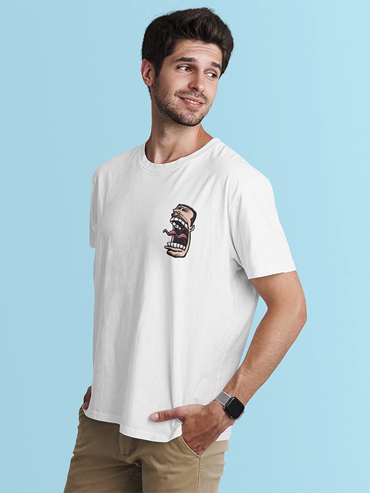 Men's Art Tee with Doodle of Shouting Man - Unique Graphic T-Shirt for Casual Wear & Street Style
