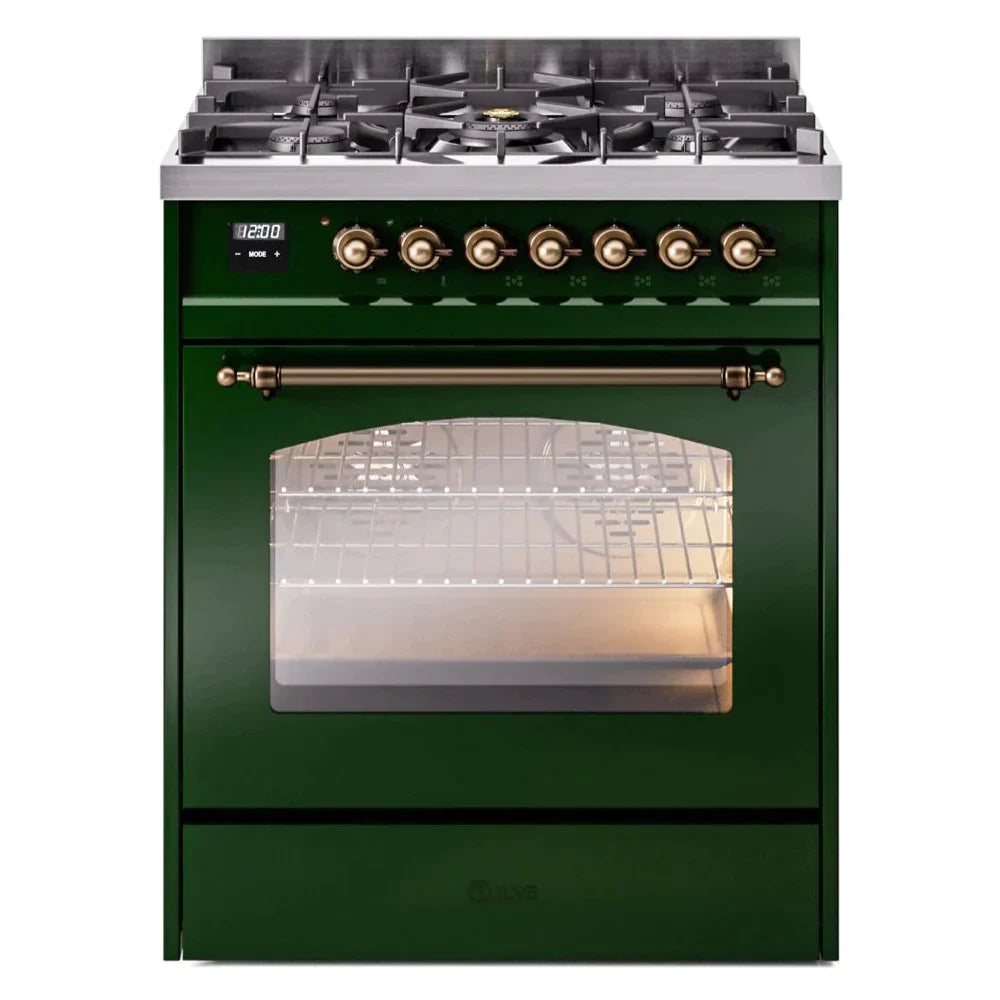 ILVE 30 Nostalgie II Series Freestanding Dual Fuel Range with 5 Sealed Burners - Professional Gas Stove & Electric Oven for Home Kitchen - Perfect for Baking, Roasting, and Family Cooking (Model UP30NMP)