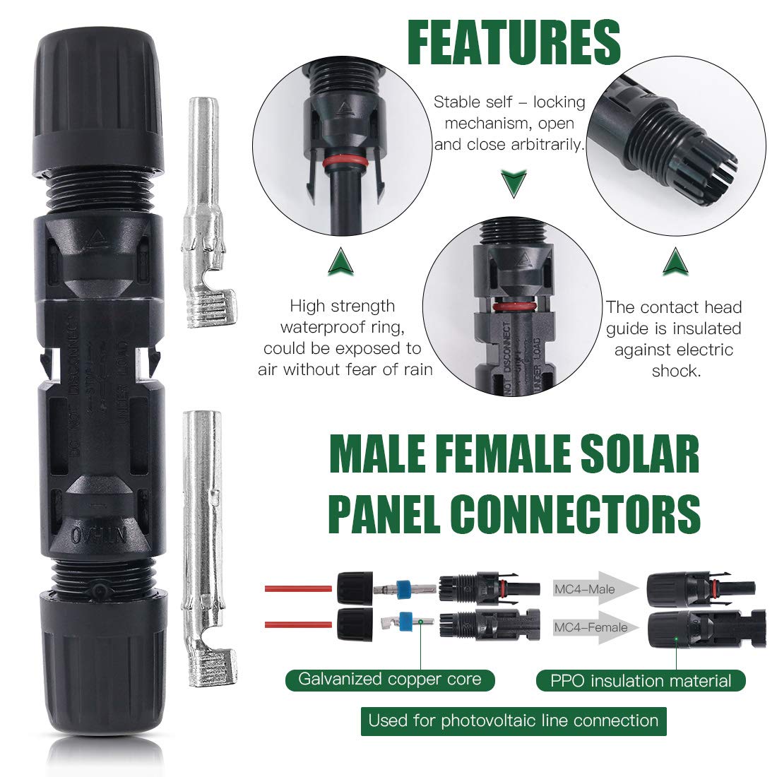 Keadic Solar Crimping Tool Kit with 5 Pairs MC3 MC4 Connectors, Wire Stripper for 2.5/4.0/6.0mm² Cables - Professional Solar Panel Installation & Maintenance Tools for DIY and Commercial Projects