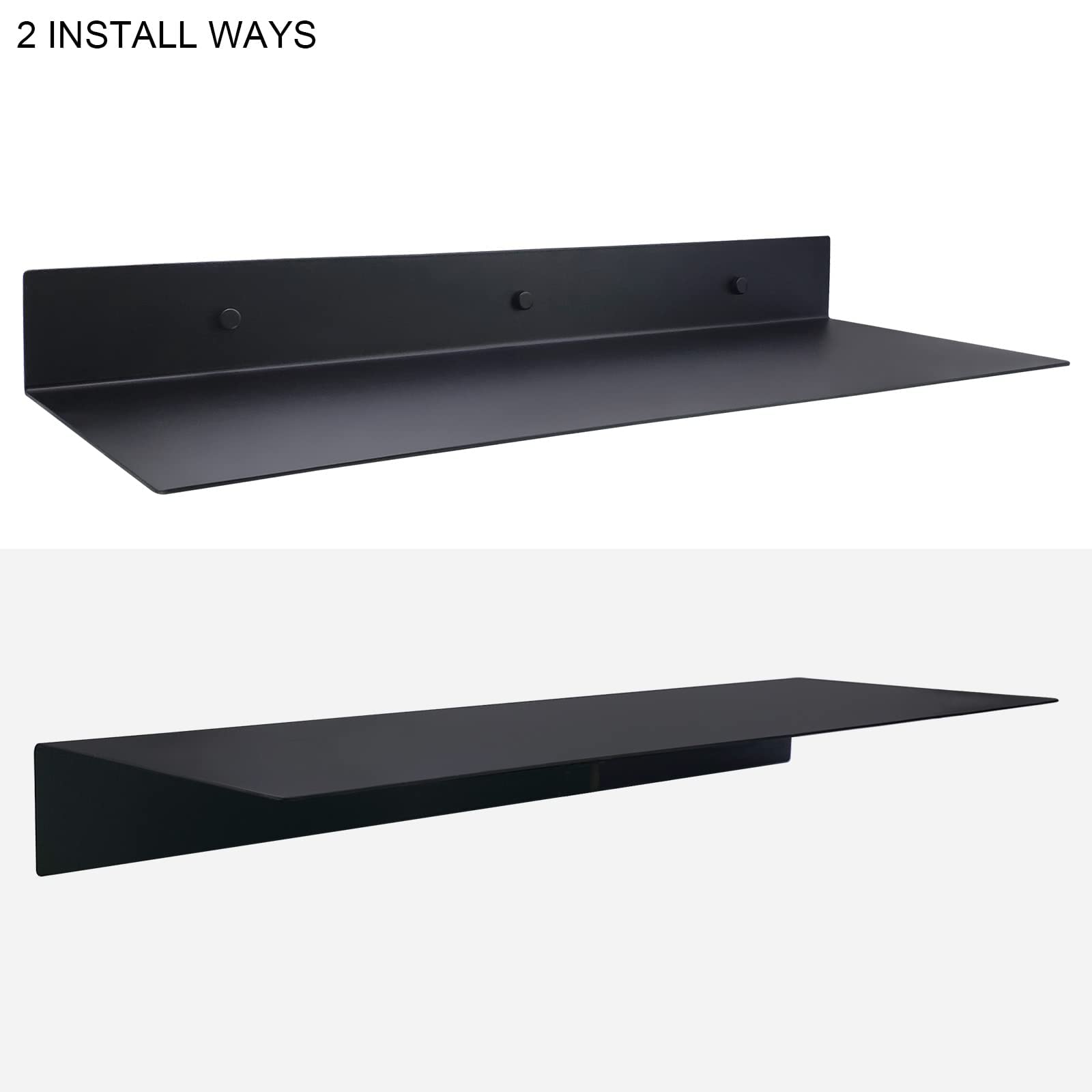 Matte Black Metal Floating Shelf (24