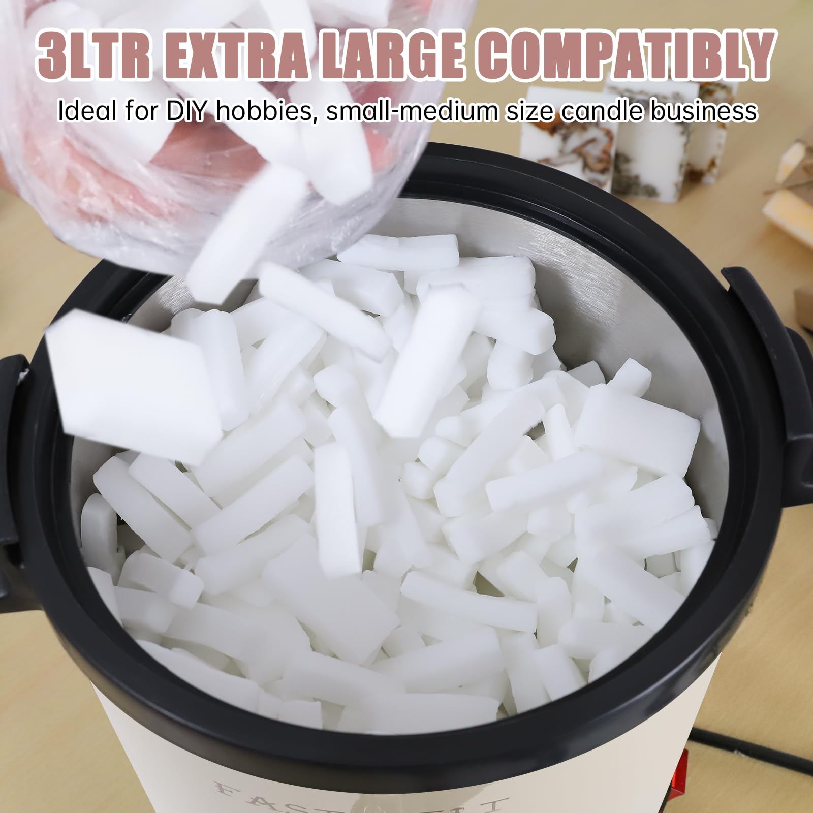 6Lbs Fast Melt Soap Base Melter with Temperature Control - DIY Soap Making Kit for Homemade Soap Business, Quick Pour Spout, Easy to Clean - Perfect for Crafting Handmade Soaps, Lotions & Candles at Home or Small Business