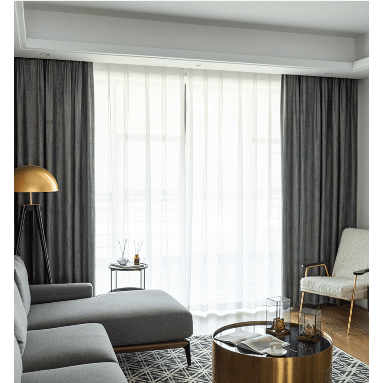 Luxury Nordic Textured Velvet Curtains - Blue | Premium Blackout Drapes for Living Room & Bedroom | T.B. London Home Decor