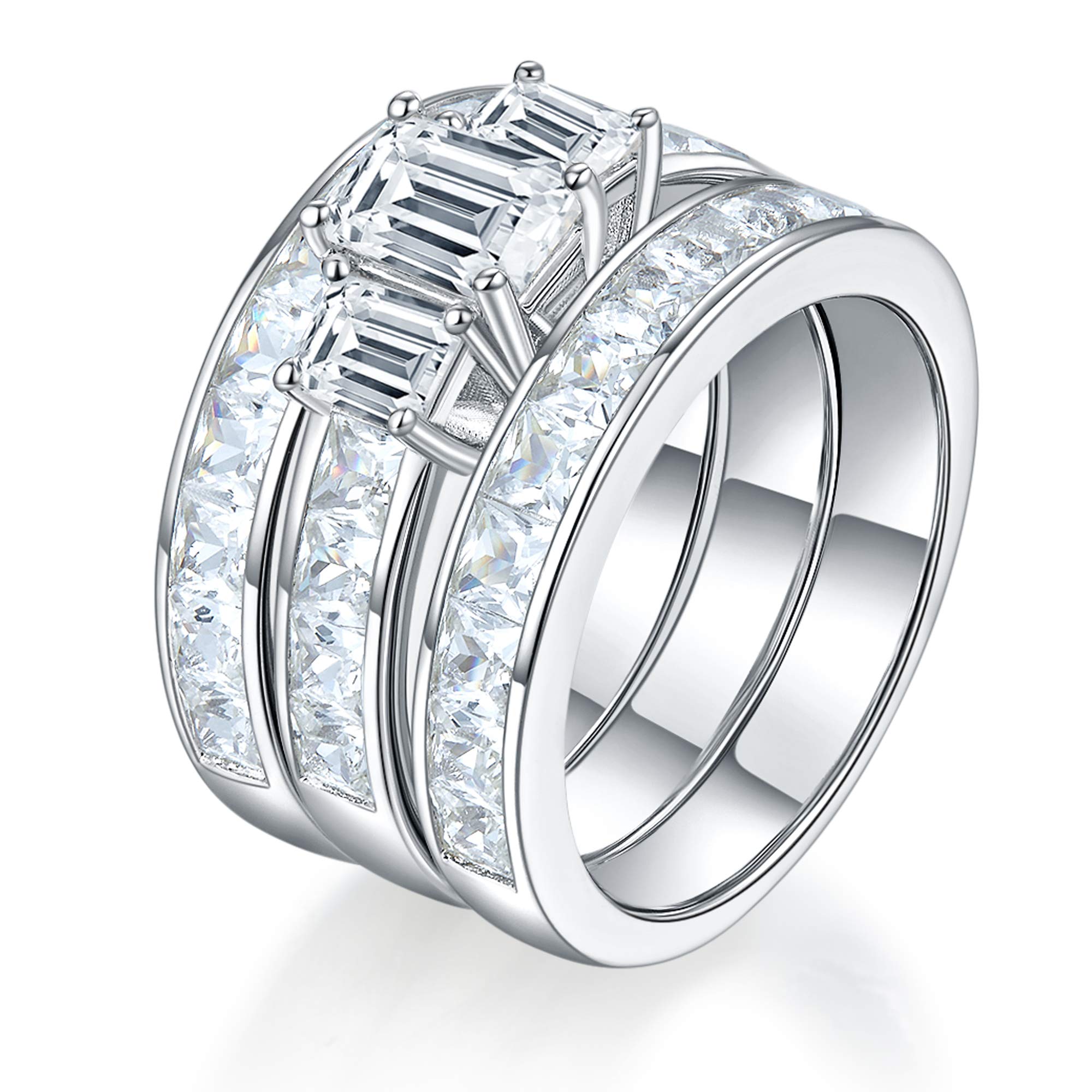 Bijou Queen Women's Sterling Silver Sapphire Engagement Ring Set - Hypoallergenic Wedding Band, Promise Ring & Bridal Jewelry Set | Perfect Anniversary, Birthday Gift for Her | Ideal for Proposals, Weddings & Special Occasions