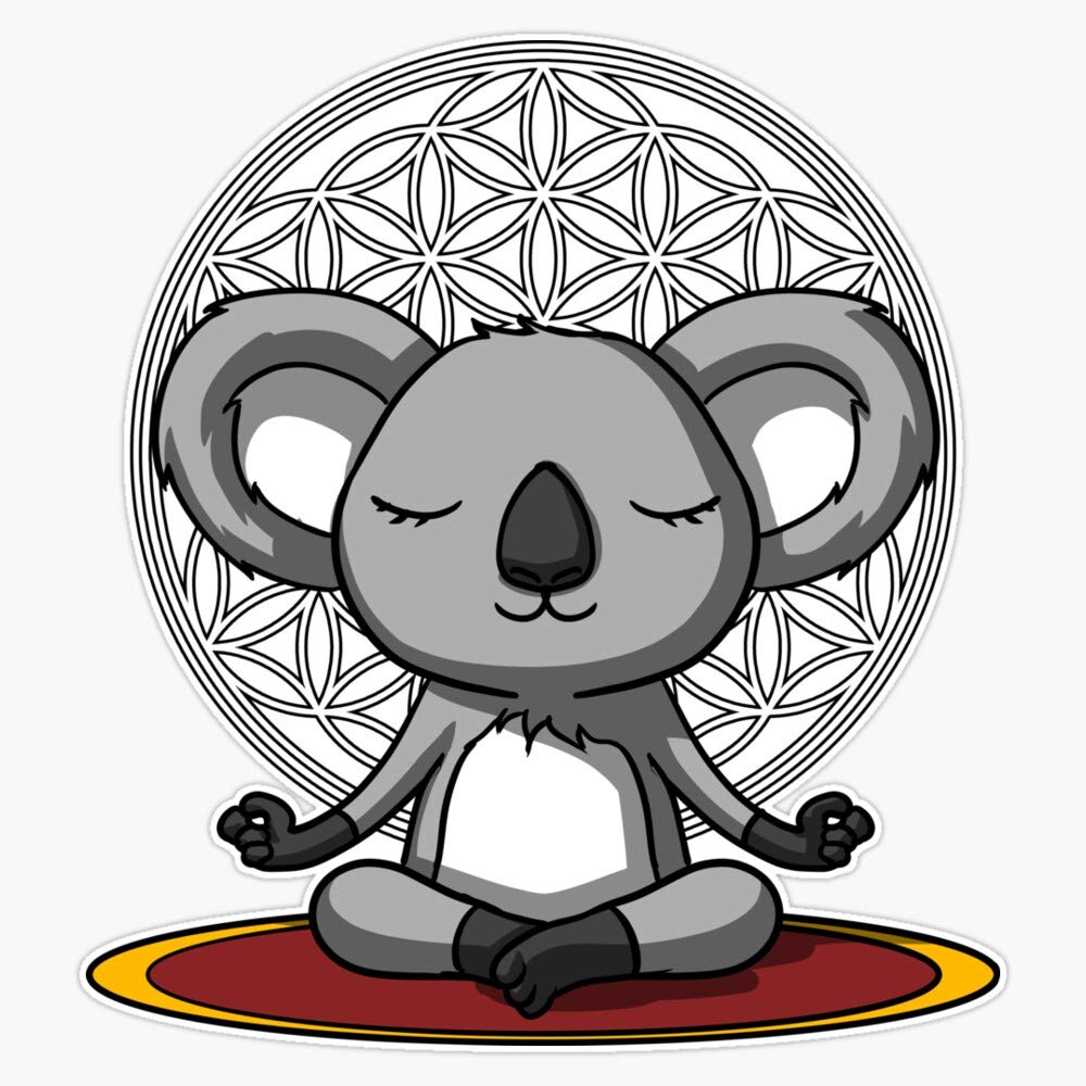 Koala Bear Zen Yoga Meditation Vinyl Bumper Sticker - Waterproof 5 Inch Decal for Car, Laptop & Yoga Mat - Cute Animal Motivational Sticker for Meditation Enthusiasts