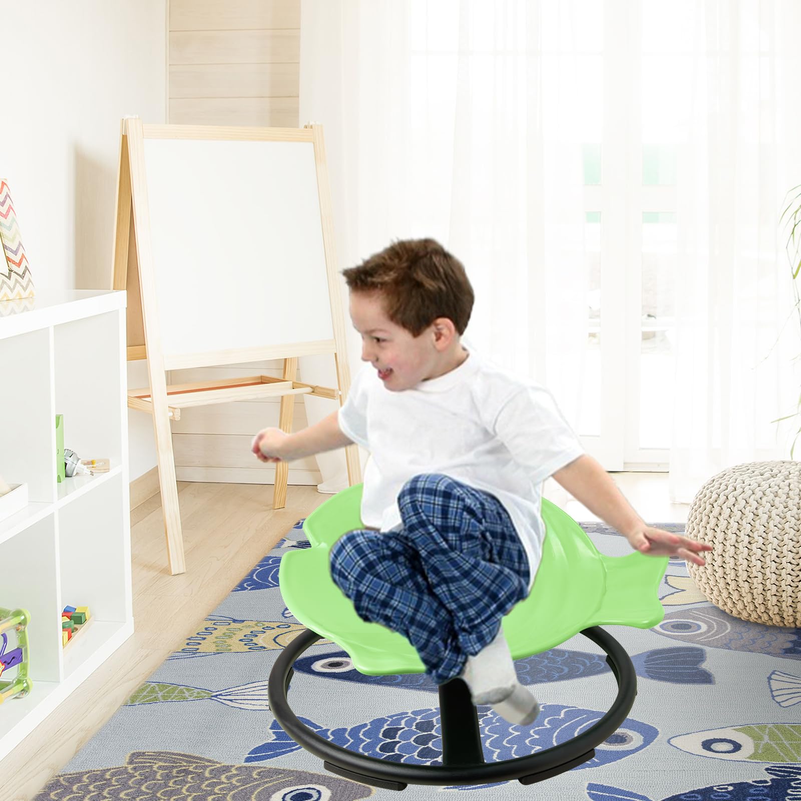 Kids Swivel Chair - Sensory Spinning Chair for Autism & ADHD | Body Balance & Coordination Training Tool | Non-Slip Metal Base | Perfect for Classroom, Therapy & Home Use