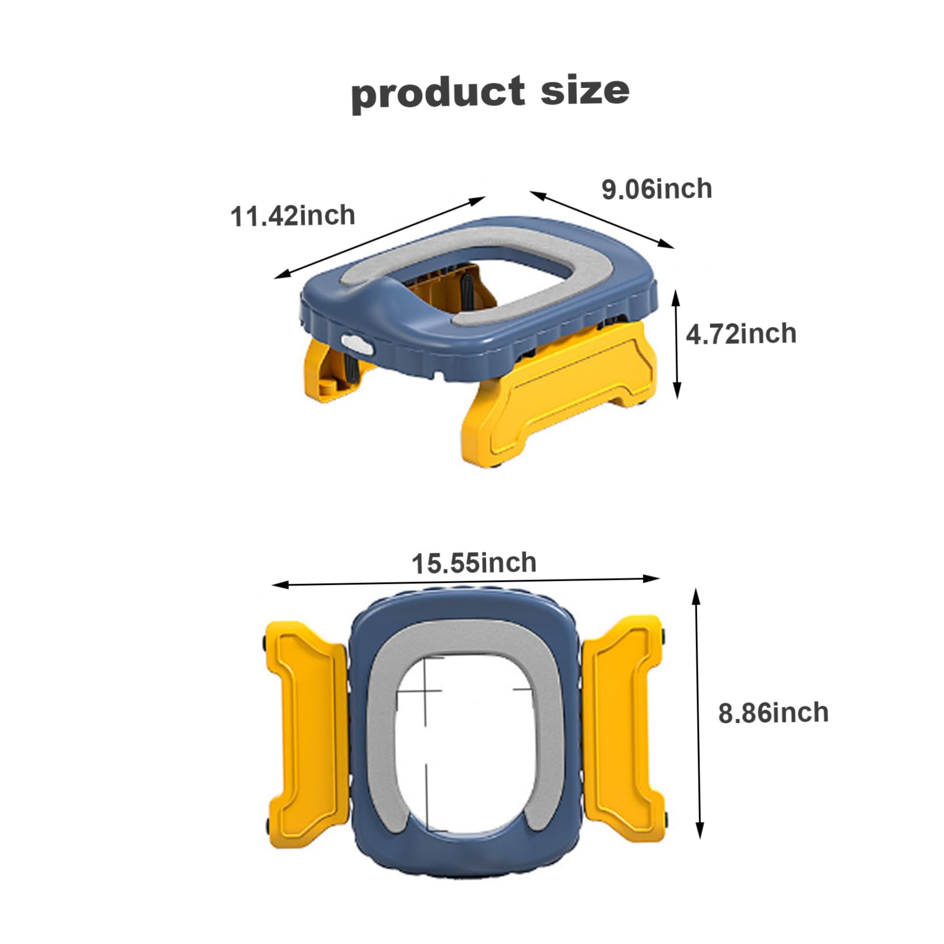 2-in-1 Foldable Travel Potty for Toddlers - Portable Toilet Training Seat with Easy Clean Design for Indoor & Outdoor Use - Perfect for Car Trips, Camping & Home Potty Training (Blue)
