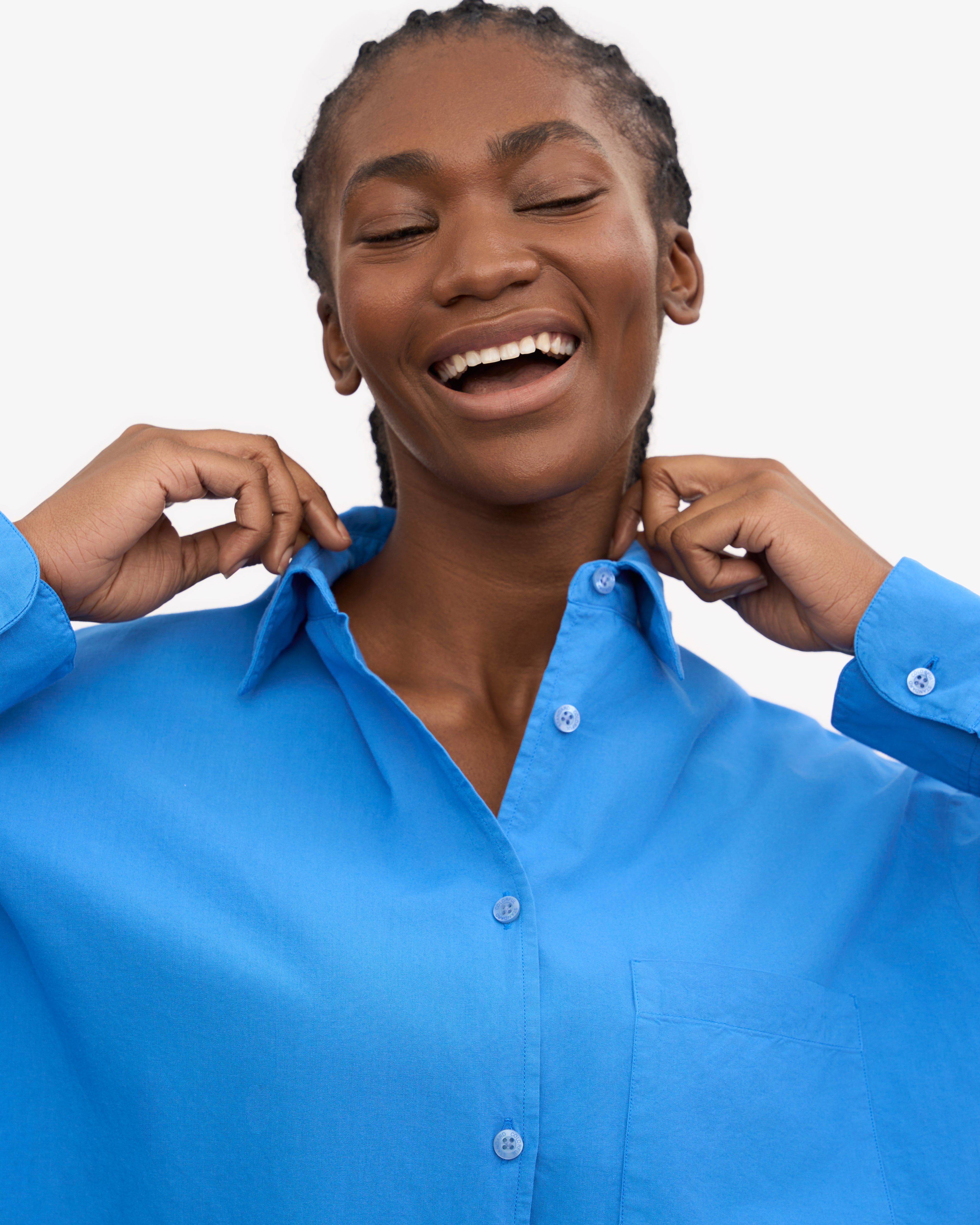 Organic Oversized Shirt for Women | Soft Cotton Relaxed Fit | Pacific Blue | Casual Wear & Loungewear for Everyday Comfort