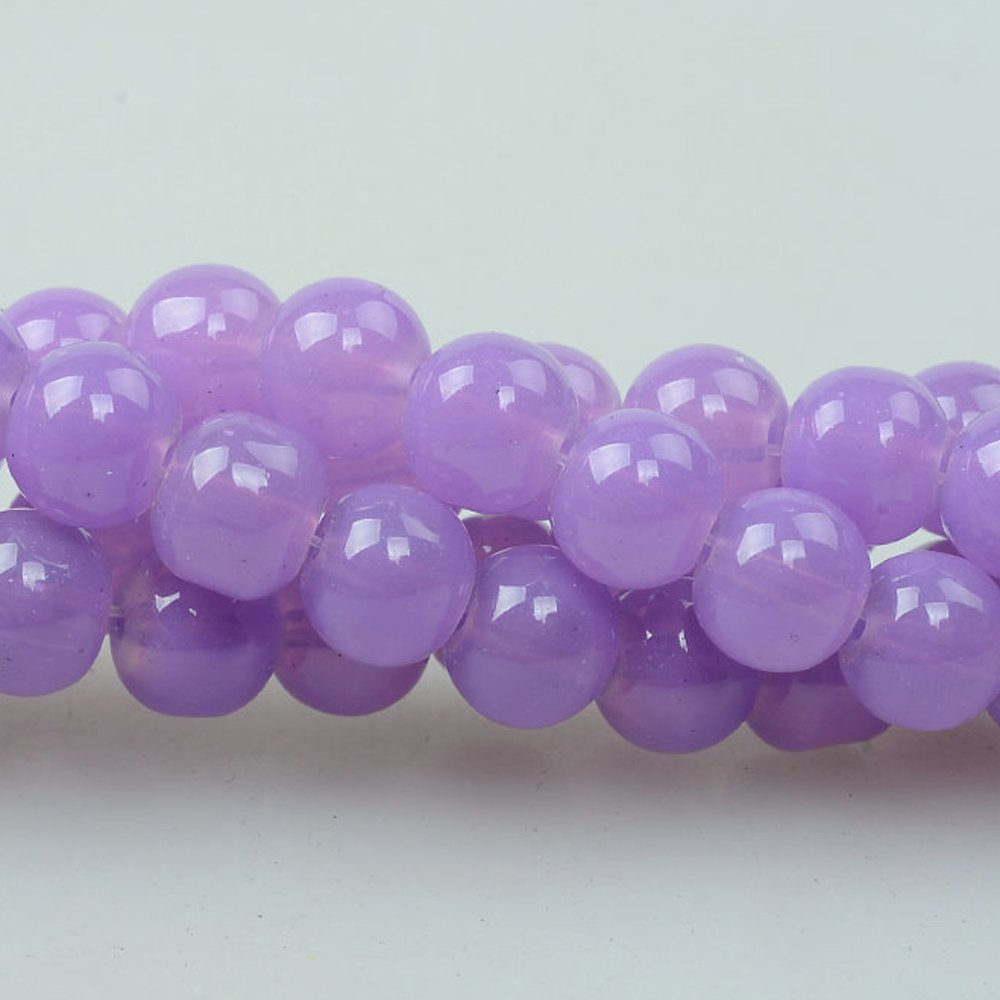 RUBYCA 8mm Purple Jade Imitation Glass Beads - 2 Strings Round Painted Coated Beads for DIY Jewelry Making, Necklace & Bracelet Crafting - Perfect for Boho, Wedding & Fashion Accessories