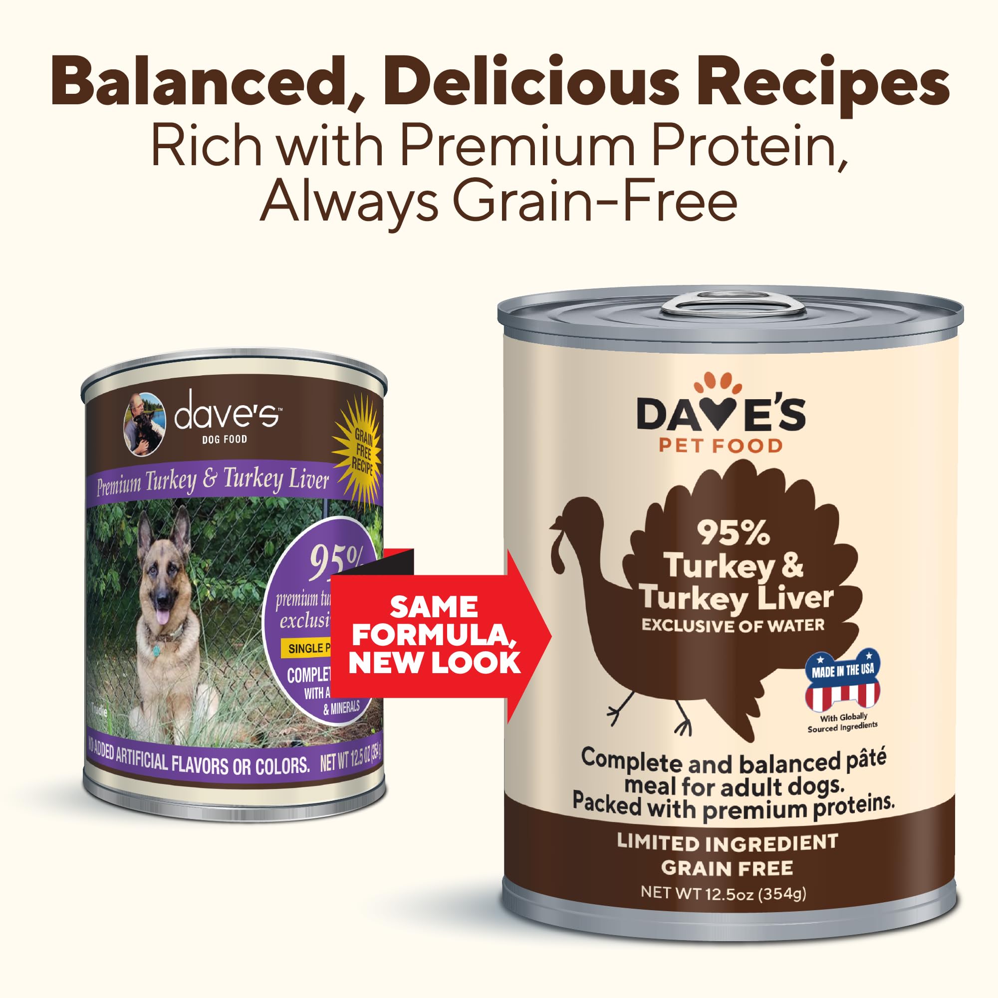 Premium Grain-Free Wet Dog Food - 95% Turkey & Turkey Liver Recipe | Single-Source Protein, Limited Ingredient Formula | Made in USA | 12.5oz Cans (12 Pack) | Ideal for Sensitive Stomachs & Allergy-Prone Dogs | Perfect for Mealtime, Training Treats & Travel Feeding