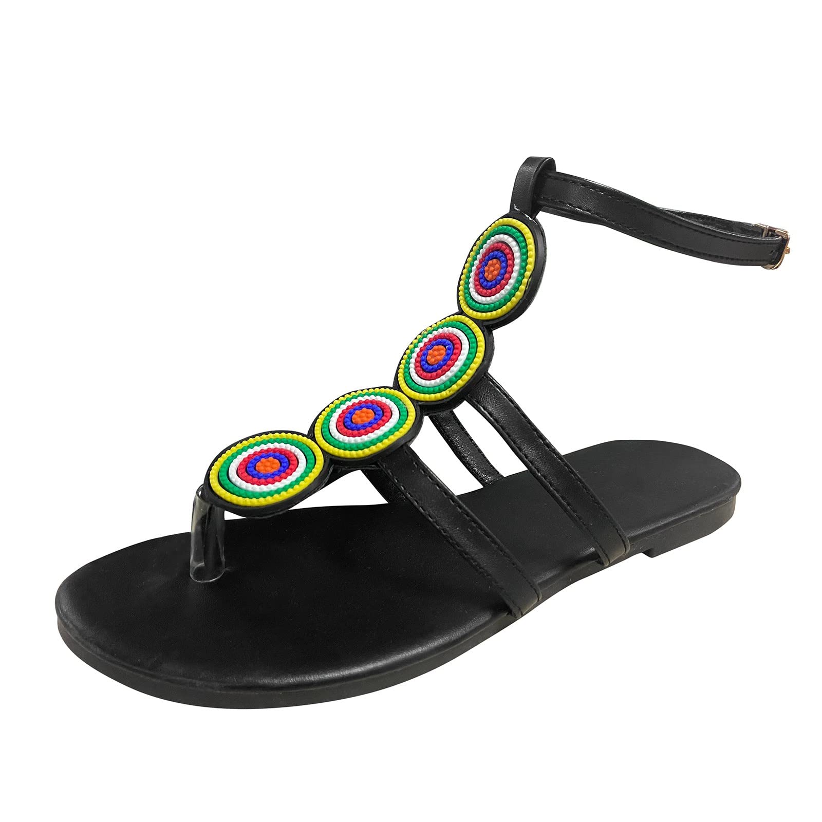**Women's Breathable Summer Slippers - Open Toe Flat Sandals with Big Buckle | Comfortable Casual Beach Shoes for Women | Perfect for Poolside, Vacation & Home Relaxation**