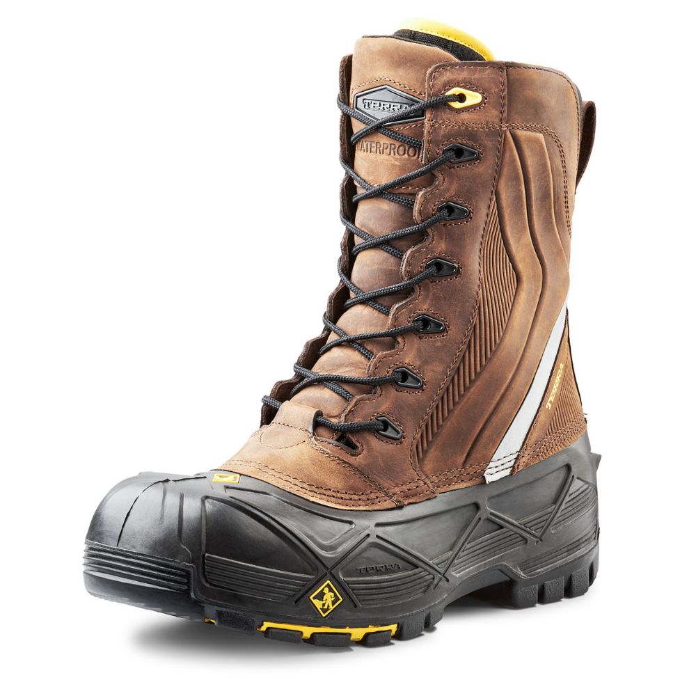 Terra Crossbow Waterproof Winter Safety Boots for Men - Composite Toe Work Boots, TR0A4NPSBRN, Brown - Ideal for Construction, Hiking & Outdoor Work in Cold Weather
