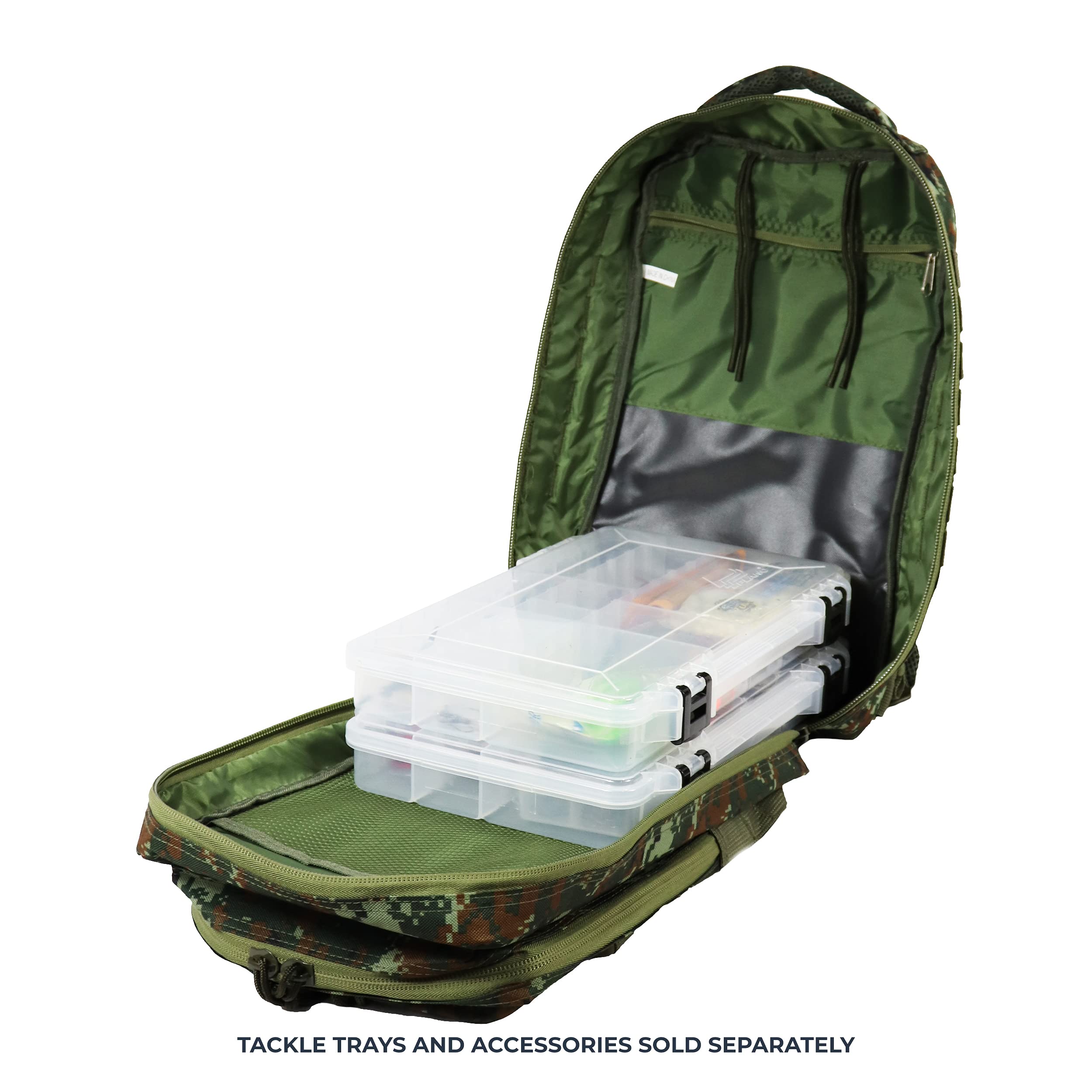 OSAGE RIVER Large Fishing Tackle Backpack with Rod Holder - Waterproof Tackle Storage Bag for Bass Fishing, Camping & Hunting Gear - Camo Design for Outdoor Adventures