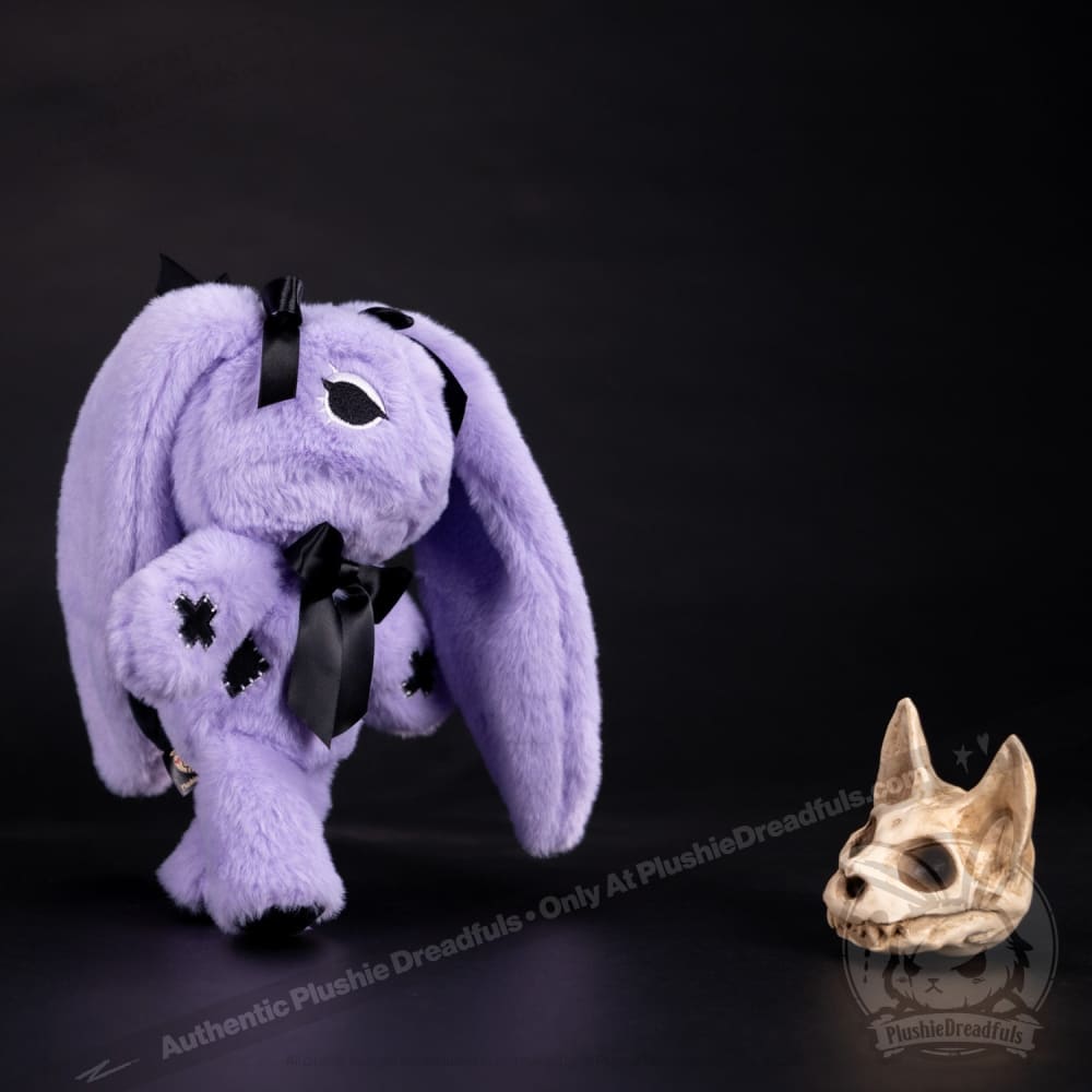 Goth Rabbit Plush Stuffed Animal - Soft Dark Aesthetic Plushie Dreadfuls for Gothic Decor, Bedroom Cuddling & Alternative Gift Ideas
