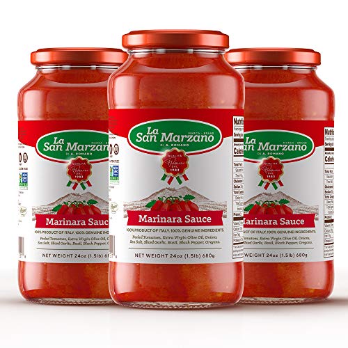 Authentic Italian Marinara Pasta Sauce - 100% Natural San Marzano Tomatoes, 24oz Glass Jars (Pack of 3) | Premium Imported Italian Tomato Sauce for Pasta, Pizza & Italian Cooking | Perfect for Family Dinners & Restaurant-Style Meals